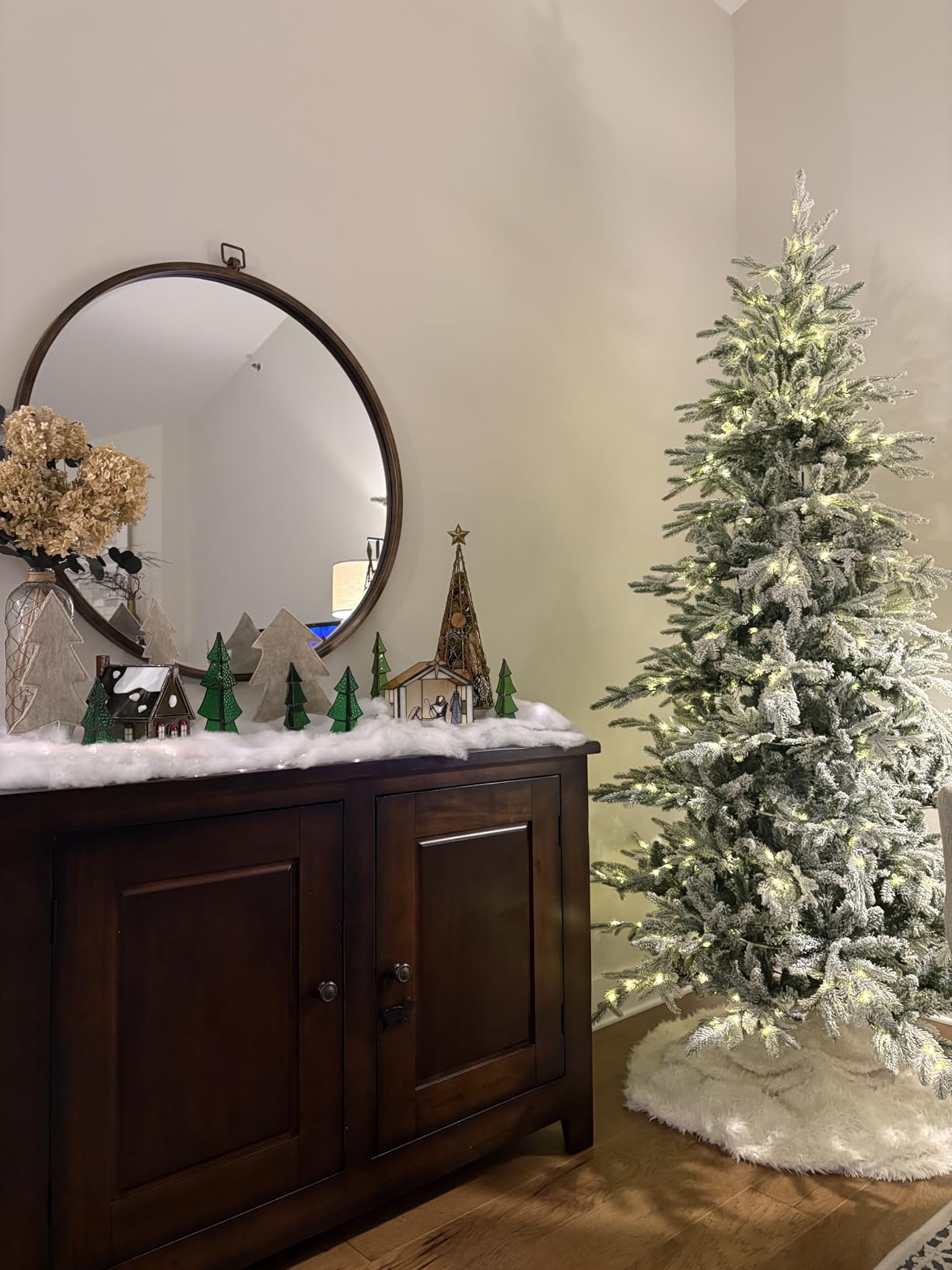 Best Choice Products Lighted Aspen Christmas Tree, 9ft Flocked Artifical Noble Fir, Pre-Lit White & Multicolored LED Lights Premium Holiday Décor - Green customer photo 1