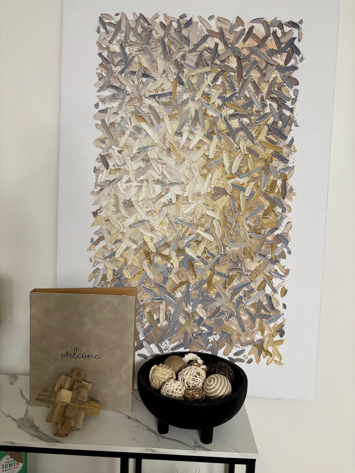 Art 30x60 inch Hand Painted Black and White Abstract Texture Art Oil Painting Large Modern Art Canvas Wall Decoration Painting customer photo 2