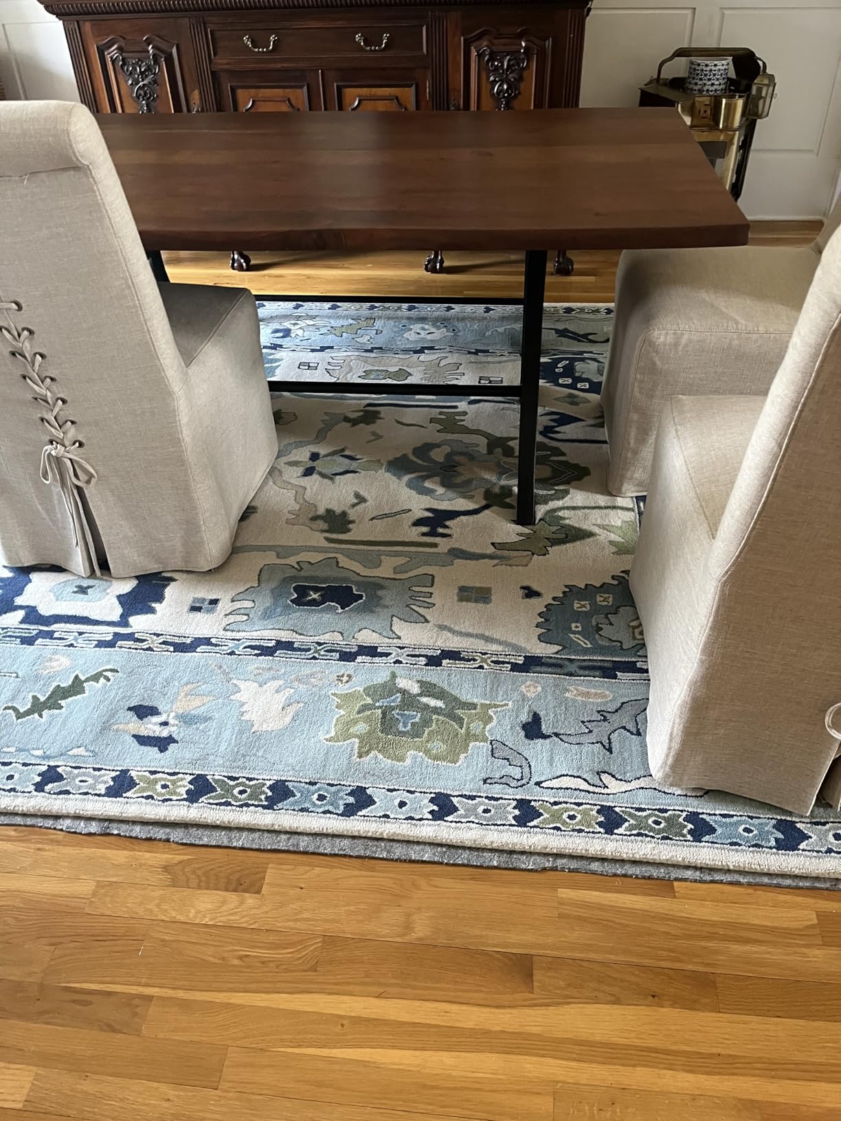 Allen Home Hand Tufted Oushak Wool Rugs - Pastel Ushak Area Carpets Suitable for Living Room, Bedroom, Dining Room - Natural Latex Backing with 100% Cotton - Oushak Caroline Blue & Beige - 8' x 10' customer photo 2