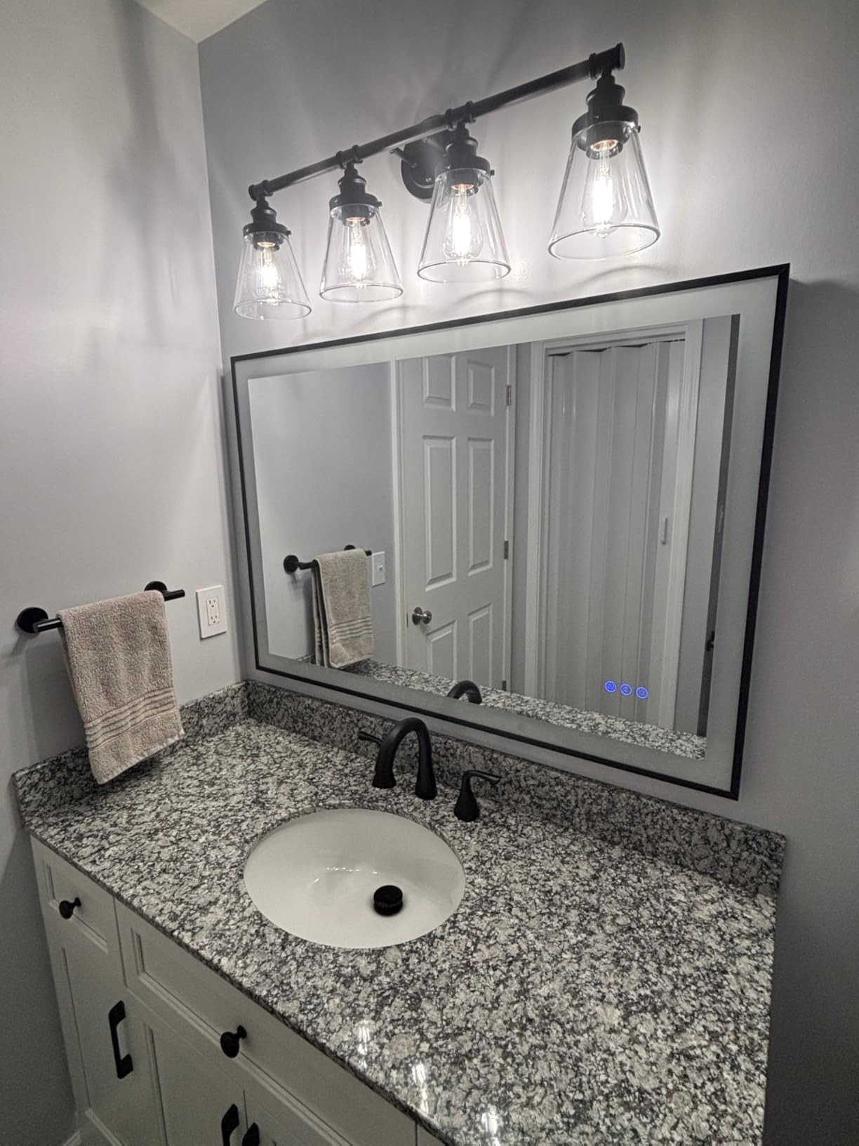 72x32 Black Framed LED Bathroom Mirror with Lights, Backlit and Front Lit Anti-Fog Lighted Vanity Mirrors for Bathroom Wall, Dimmable, 3 Colors, Memory, HD Tempered Glass, Horizontal/Vertical customer photo 2