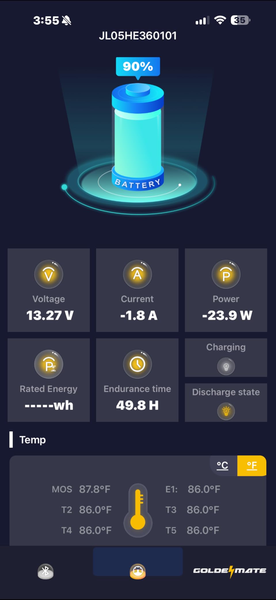 GOLDENMATE 12V 100Ah Group 31 Bluetooth LiFePO4 Battery, IP67 Waterproof Lithium Battery, 5000+ Deep Cycles, Built-in 100A BMS, Perfect for RV, Solar System, Marine, Trolling Motor, Off-Grid Setups customer photo 2