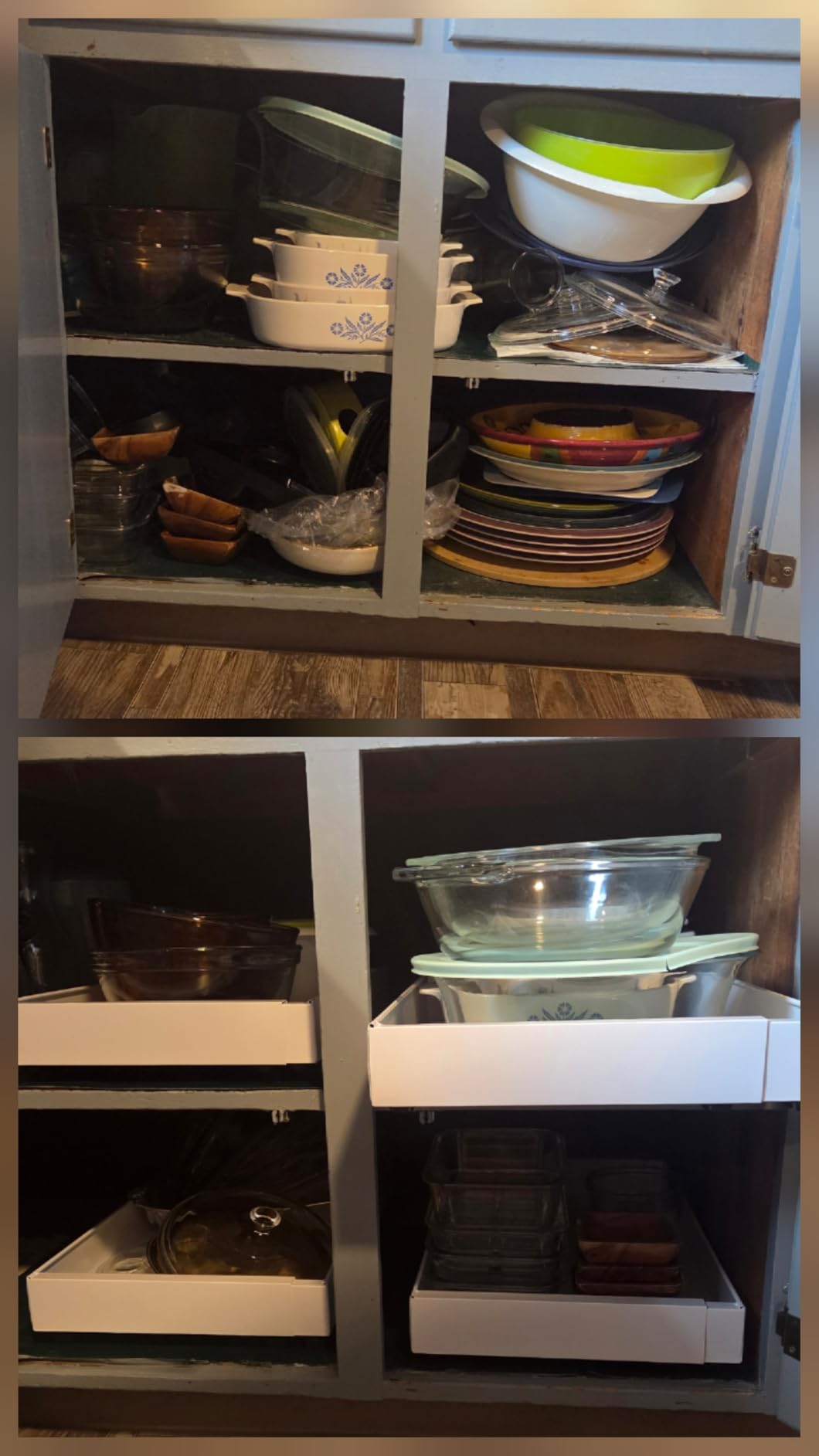 PAKETA 4 Pack Expandable Pull Out Cabinet Organizer, 21'' Deep Pull Out Drawers for Cabinets, Upgrade 3 Slide Rails Sliding Drawer for Kitchen Cabinet Organizer with Adhesive Nano Film (White) customer photo 2