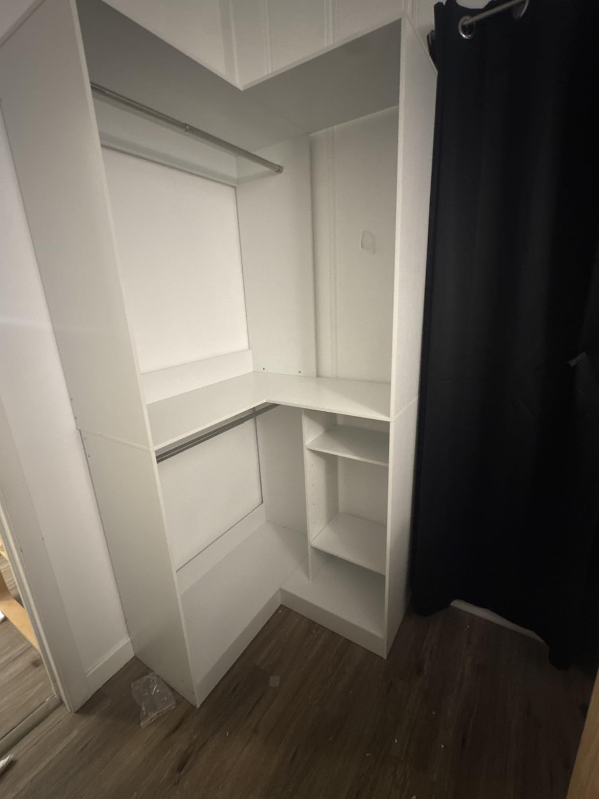 Unikito Corner Closet System, 36 Inch Large Freestanding Closet Organizer System with 2 Hanging Rods and Storage Shelves, Sturdy Walk in Closet Tower, 36