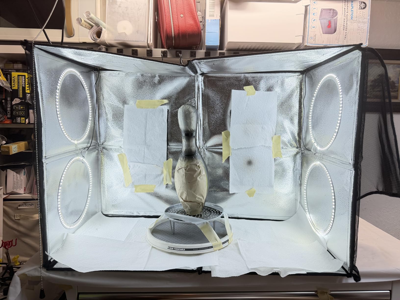 Airbrush Spray Booth with Dual Exhaust Fans,Portable Airbrush Paint Booth for Airbrushing,2 Round Led Lights with 360° Coverage,Turntable and Extension Hose,Hobby Spray Booth Kit for Painting Model customer photo 1