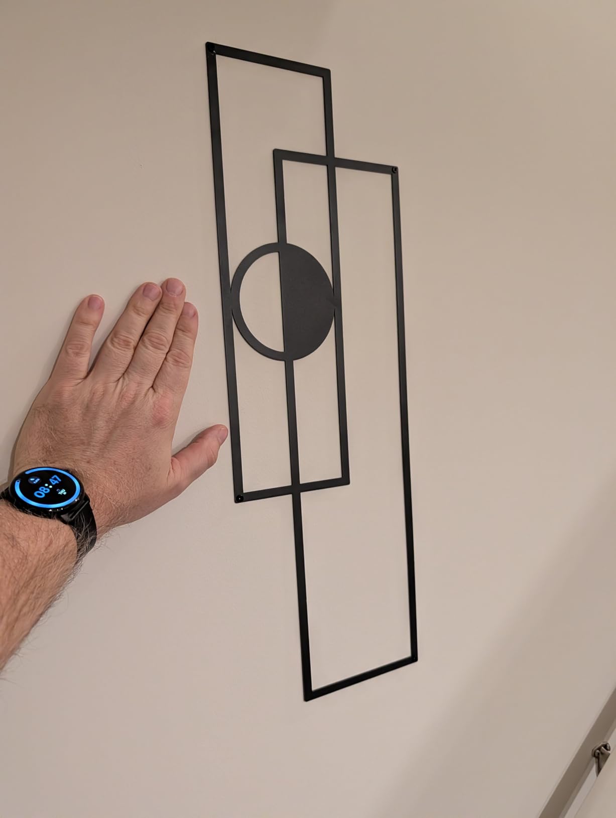 Abstract Black Metal Wall Art for Living Room, 4 Pack Large Wall Sculptures Minimalist Modern 3D Textured Geometric Metal Wall Decor customer photo 2