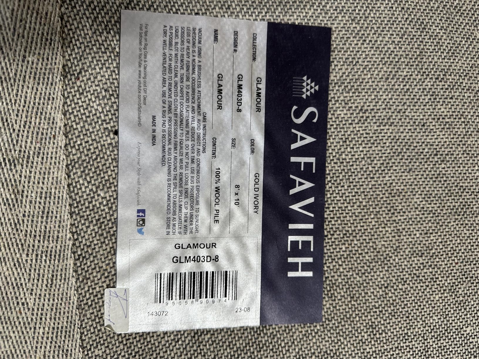 SAFAVIEH Glamour Collection Area Rug - 9' x 12', Gold & Ivory, Handmade Wool & Viscose, Ideal for The Living Room, Dining, Bedroom (GLM403D) customer photo 2