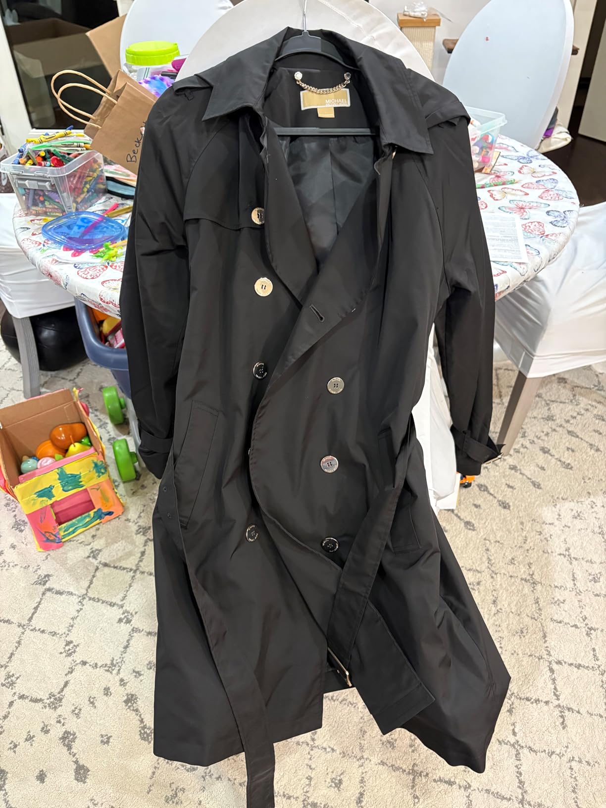 Michael Kors Women's Double Button Trench Coat With Belt and Detachable Hood customer photo 1