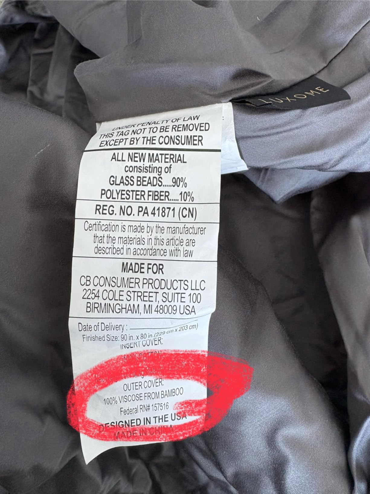 LUXOME Luxury Cooling Weighted Blanket for Adults | Includes Removable Cover | 25 lbs | 90