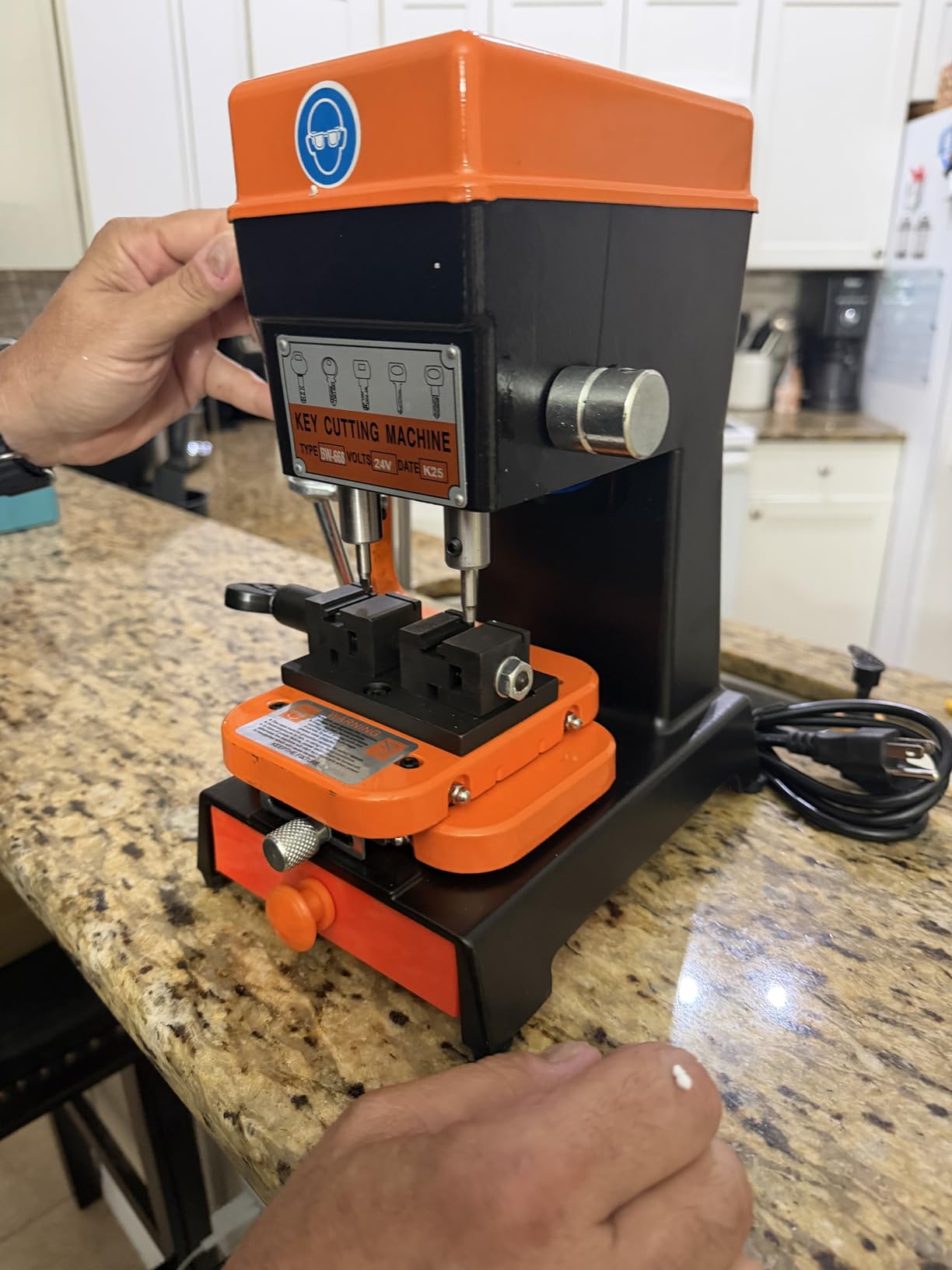 120W 60Hz Cutter Cutting Machine Manual Duplicator Copy Machine Vertical Copy Drill Machines with Copper Core Adjustable Motor Speed for Cutting Metal Objects 110V-220V customer photo 2