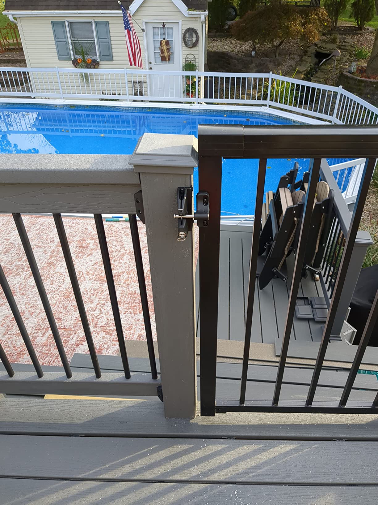 D&D Technologies LL3AL LokkLatch Gate Latch, Key Lockable and Operates On Only One Side of The Gate, for Square Frame Post Metal, Wood, Vinyl Fence Gates, Black customer photo 2