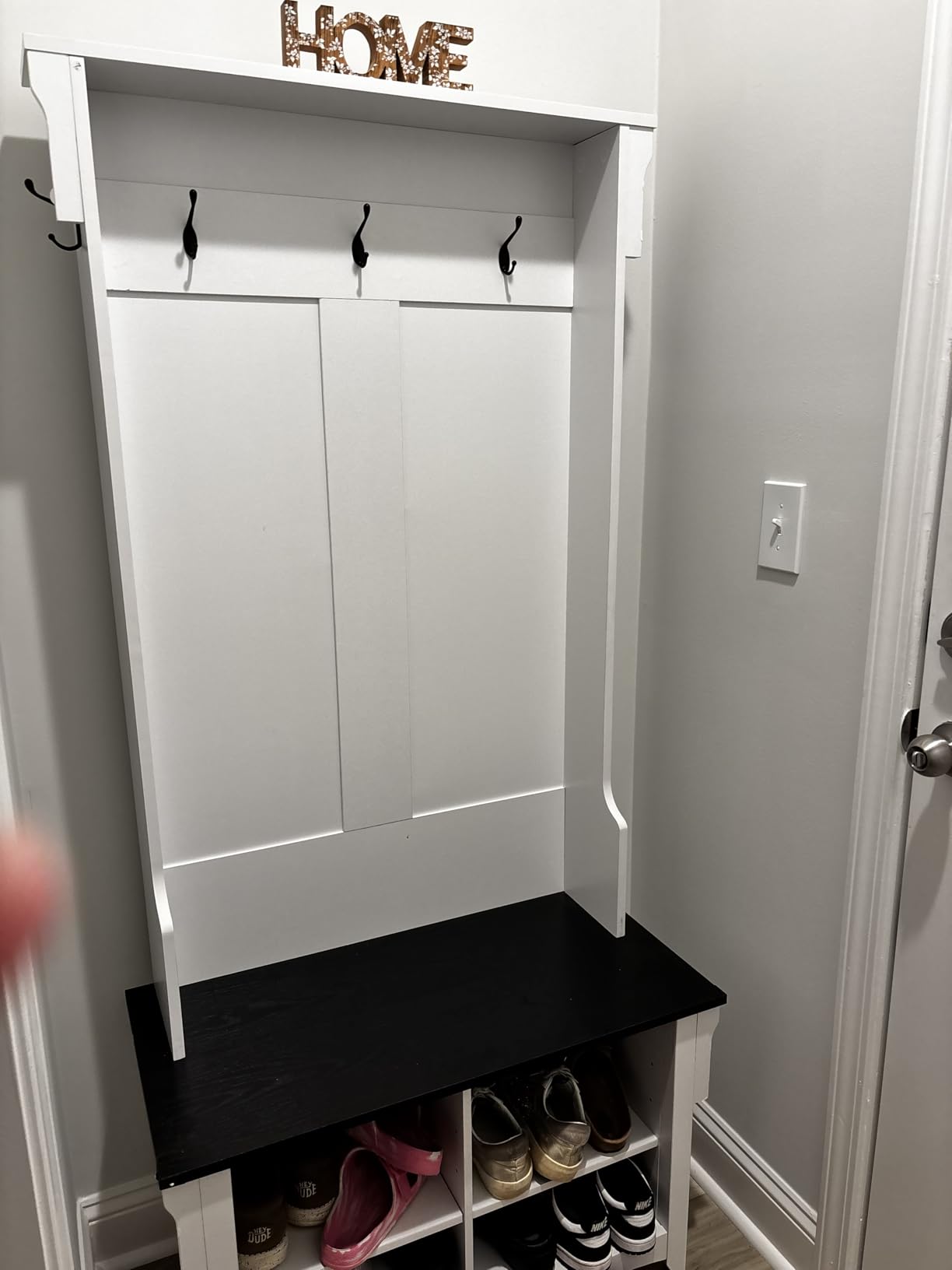 VEVOR Hall Tree Entryway Bench, Coat Rack with Shoe Storage, 32