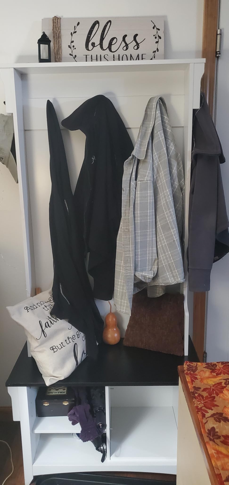 VEVOR Hall Tree Entryway Bench, Coat Rack with Shoe Storage, 32