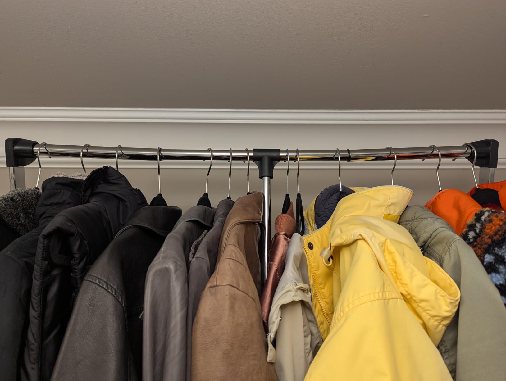 Pull Down Closet Rod 2 Pack, 60 lbs Load Capacity, Stainless Steel Adjustable 35-46.5 inches Soft-Close Wardrobe Lift Rail Organizer for Hanging Clothes, Two-way Buffering Side&Back Mounted Closet Rod customer photo 1