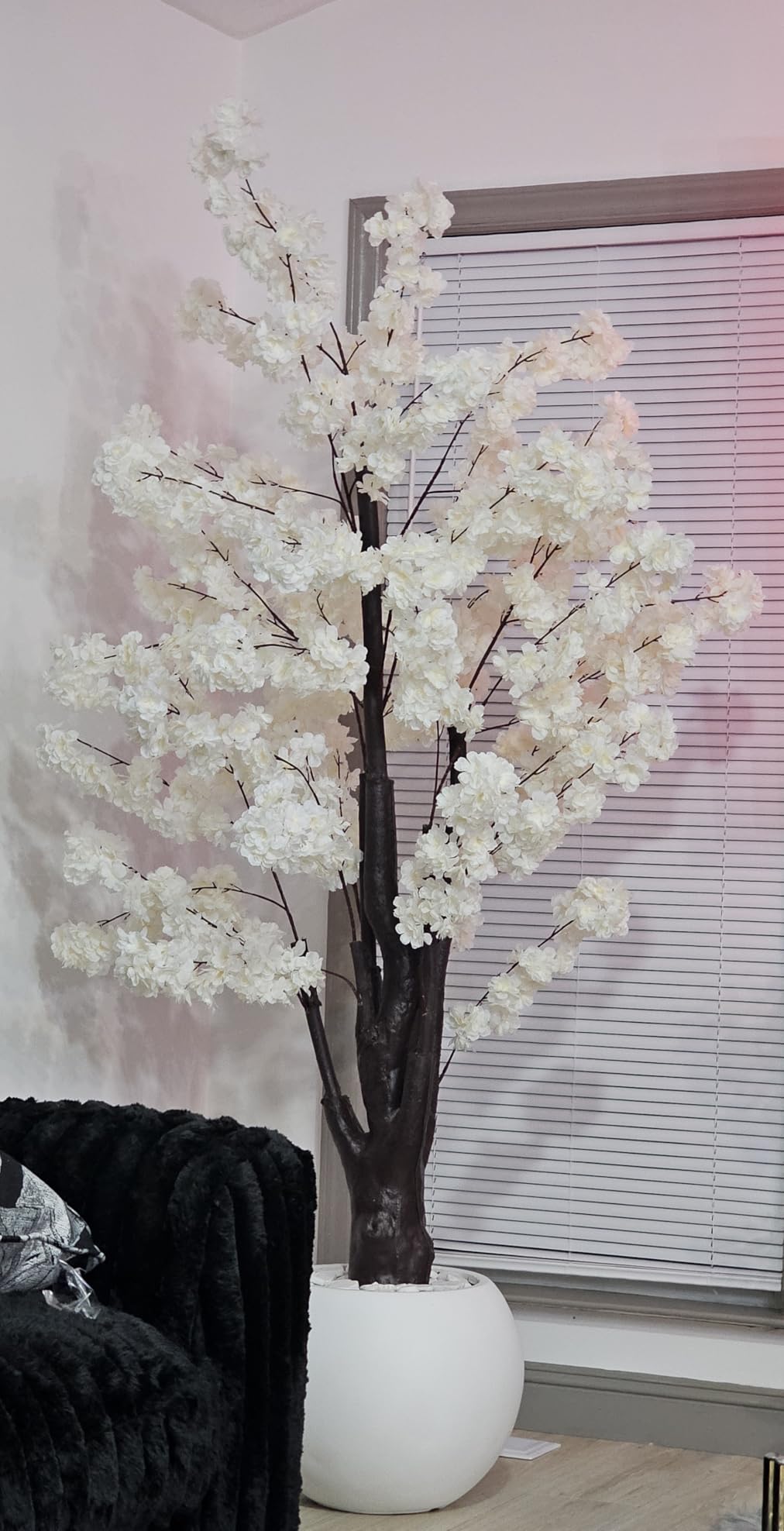 Artificial Cherry Blossom Trees Faux Cherry Blossom Tree White Tree for Office Home Wedding Office Living Room House Indoor Outdoor Decor (6.5ft/2m, Champagne) customer photo 1