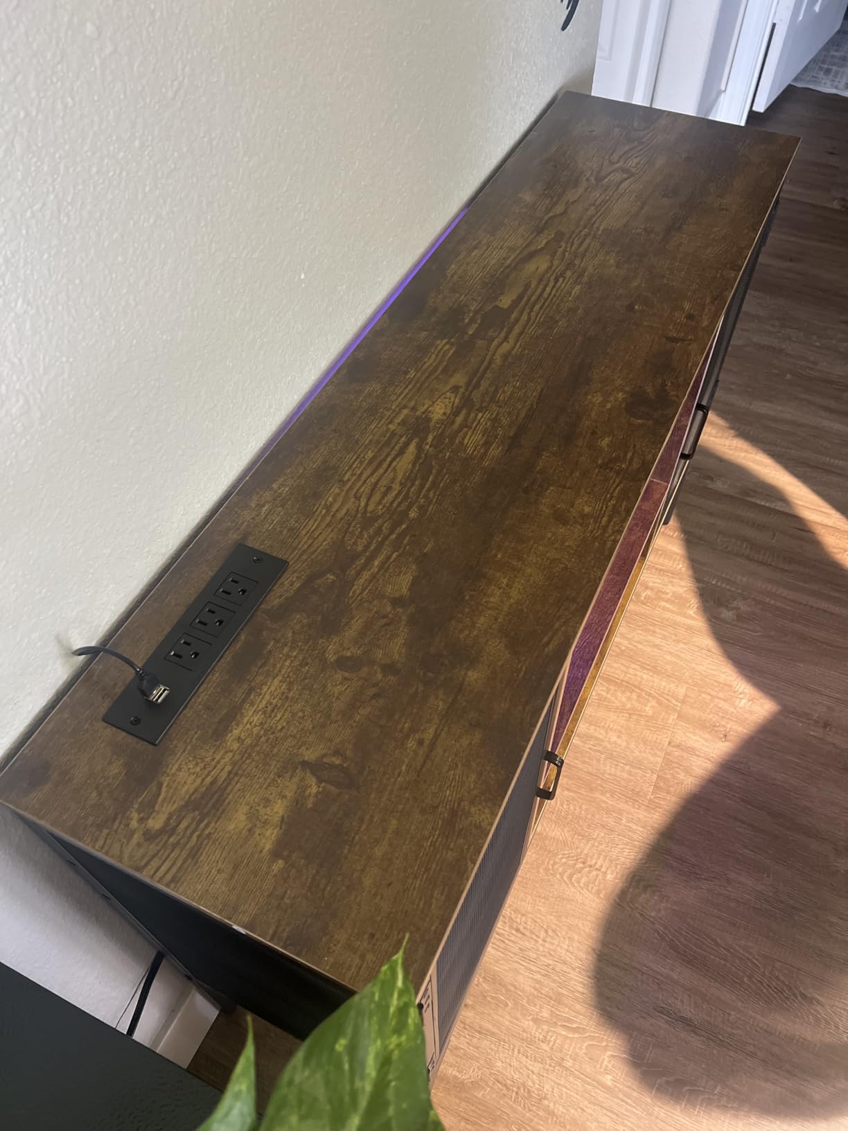 Homieasy Wine Bar Cabinet with Power Outlets & LED Lights, Industrial Coffee Bar Cabinet with Wine Rack for Home Bar customer photo 2