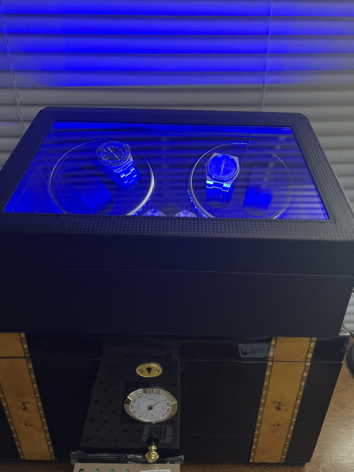 ANWBROAD Watch Winder for Automatic Watches 4 Watch Rotator and 6 Extra Storages with Super Quiet Motor and LED Backlight Turner Carbon Fiber Shaker customer photo 1