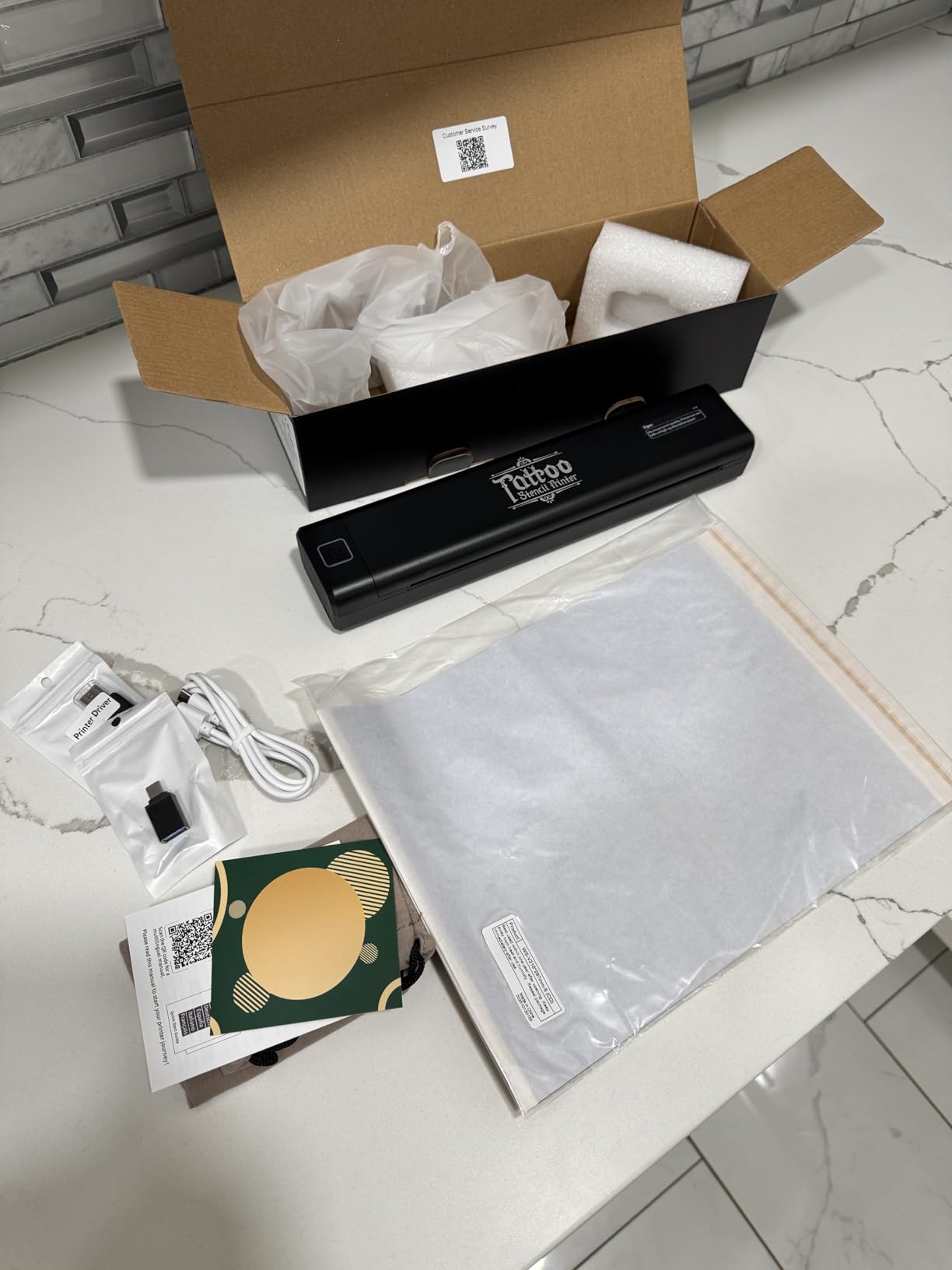 vretti P84 Tattoo Stencil Printer, Tattoo Kit with 5 Pcs Transfer Paper, Wireless Tattoo Printer for Tattoo Artists & Beginners, Compatible with Tablet,iPad,Smartphone & PC customer photo 2