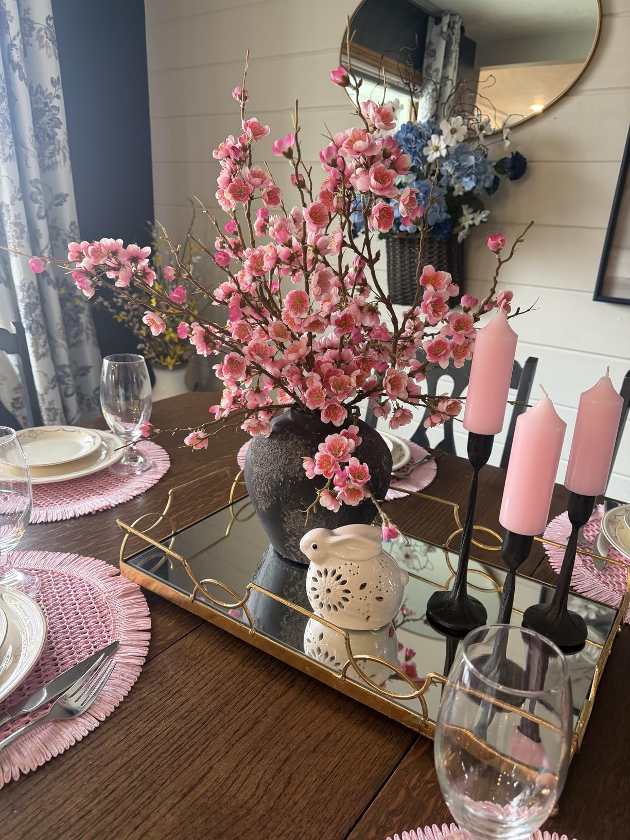 6 PCS Artificial Cherry Blossom Branches Spring Indoor Decoration, Faux Flowers 34.45