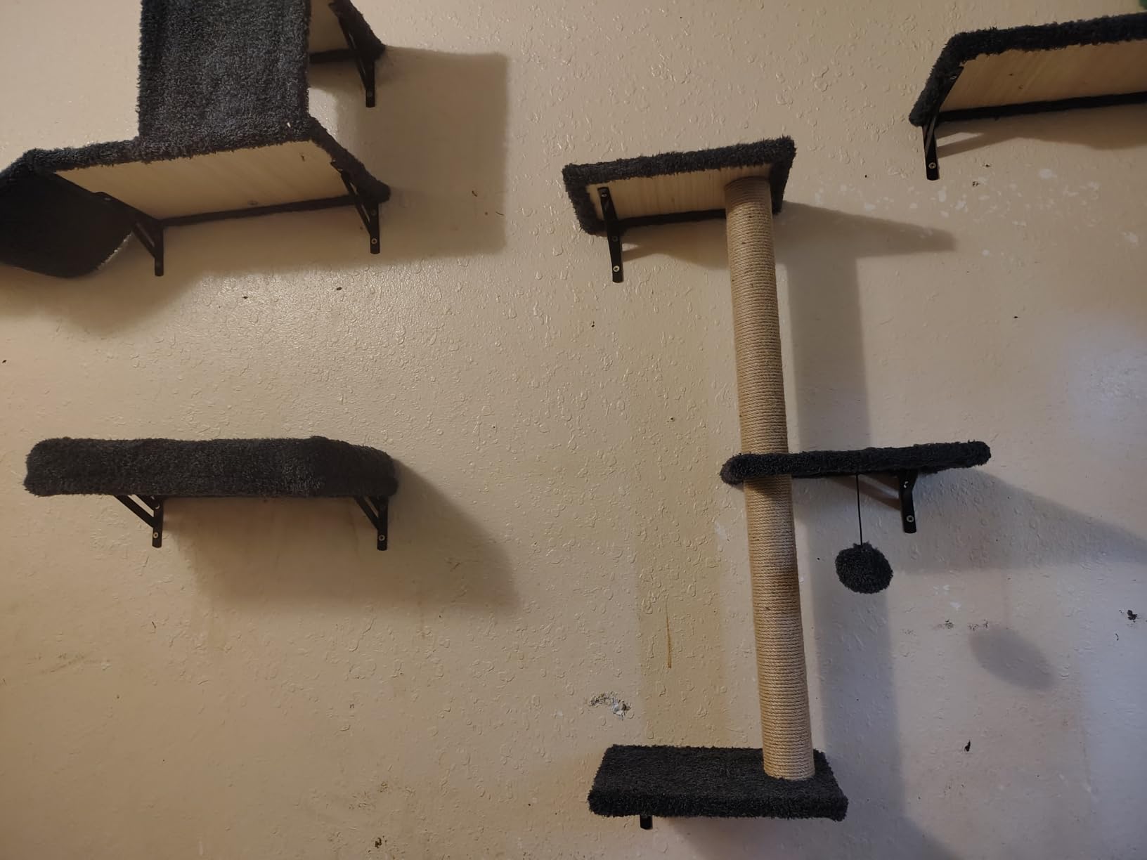 FUKUMARU Cat Wall Shelves, Stable & Safe 4 in 1 Cat Walls Furniture Set, Wooden Kitten Climbing Wall with Scratching Post for 16 Inch Drywall - Beige customer photo 2