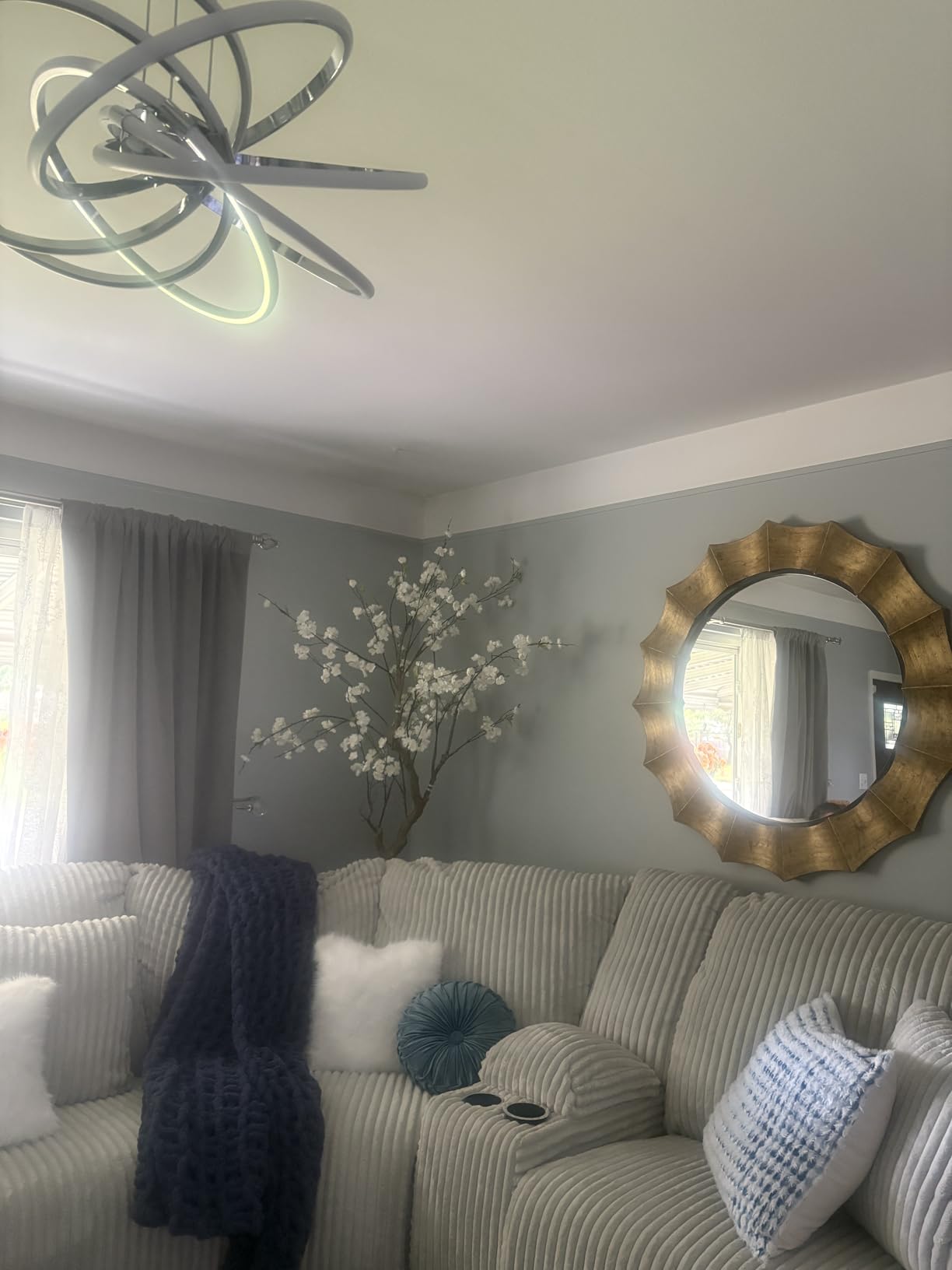 6.7FT Artificial Cherry Blossom Tree with Planter - Realistic Faux Sakura Tree for Home Office Decor, White Flowers, Low Maintenance Indoor/Outdoor Tree (6.7FT) customer photo 1