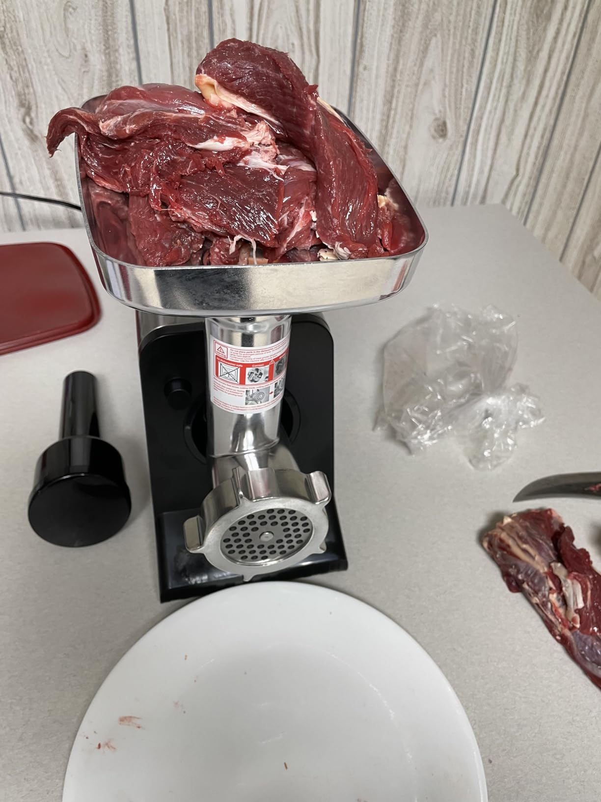 #8 Meat Grinder, [3200W Max] Electric Heavy Duty Sausage Stuff with 2 Stainless Steel Blades and 3 Grinding Plates, Sausage Tube & Kibbe Kit, for Commercial & Home Use customer photo 2