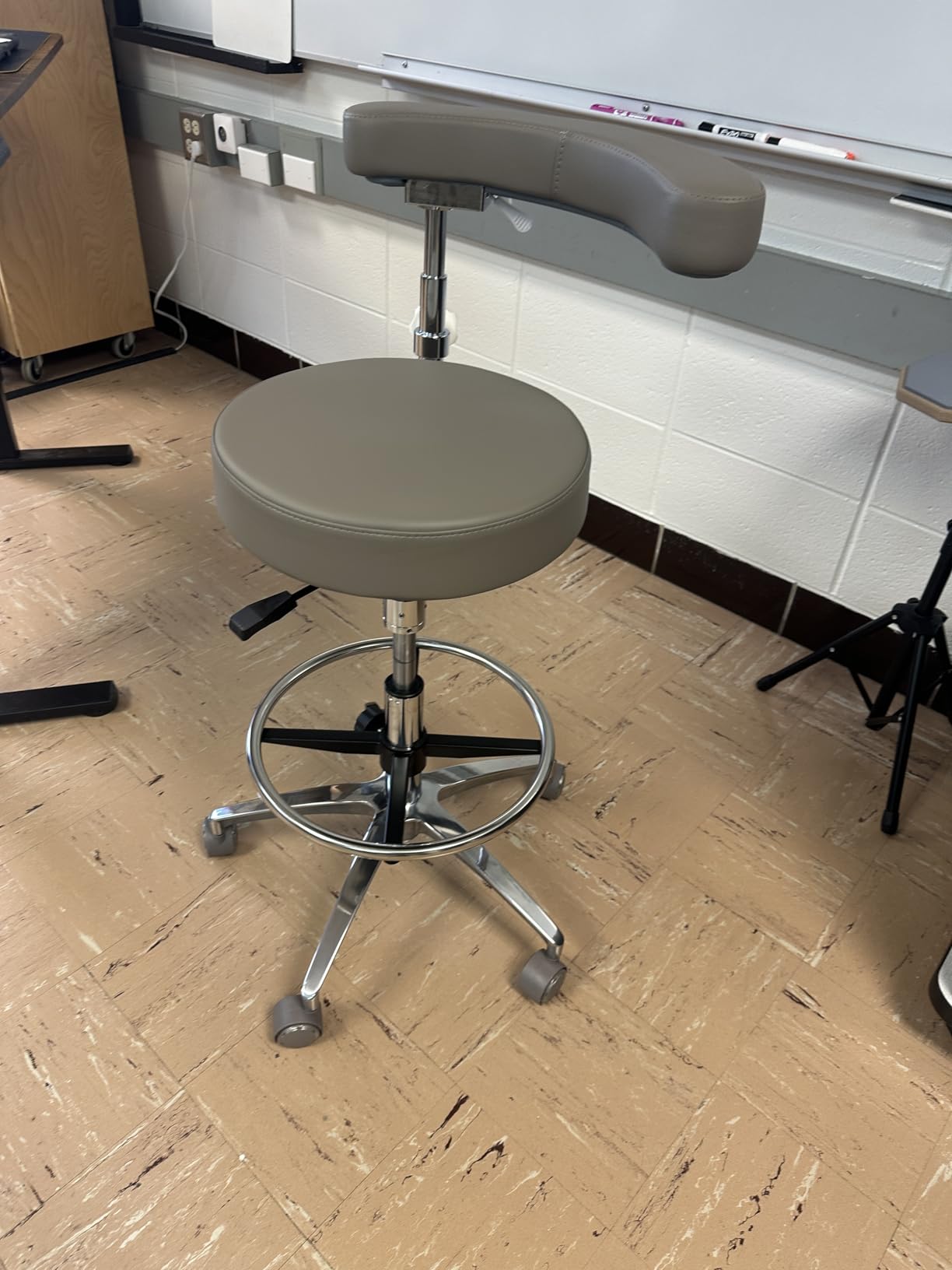 Ergonomic Dental Stool with Adjustable Height & Rolling Base - Comfortable Dentist Chair for Hygienists, Assistants, & Medical Professionals - Grey customer photo 1