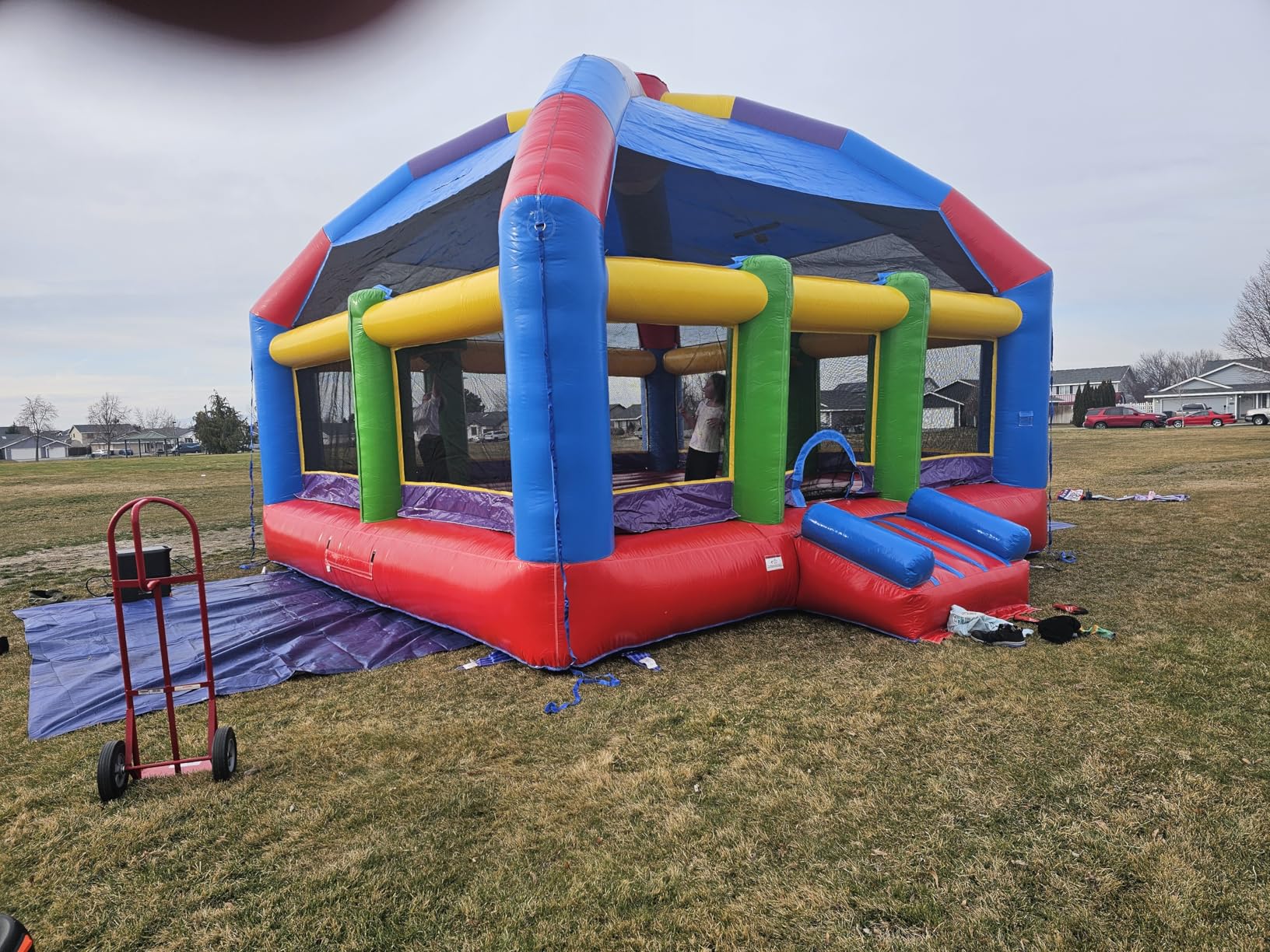 XJUMP 20'x20' Commercial Grand Party Dome Inflatable Bounce House- 16ft Tall Heavy Duty 15oz PVC Vinyl with Basketball Hoop and Blower- Indoor & Outdoor Rental Grade Jump House for Kids and Adults customer photo 1