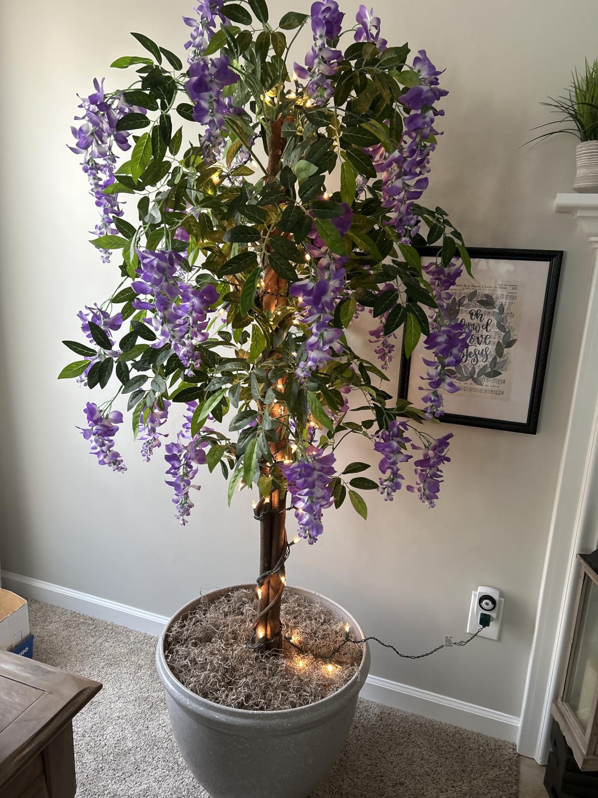 2 Pack 5ft Artificial Wisteria Tree Tall Fake Tree with Cement Base Pot customer photo 1