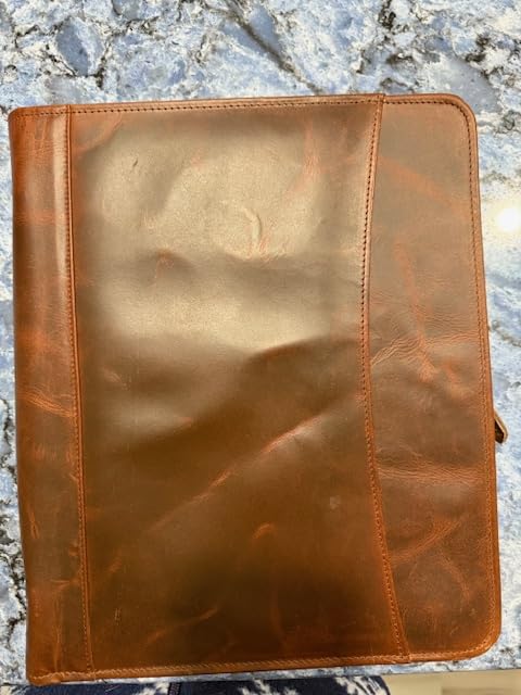 Leather Portfolio for Men, Portfolio Organizer with Zipper for Men Women, Leather Padfolios Business Resume Legal Pad Notebook Binder for A4/Pad (Brown) customer photo 1