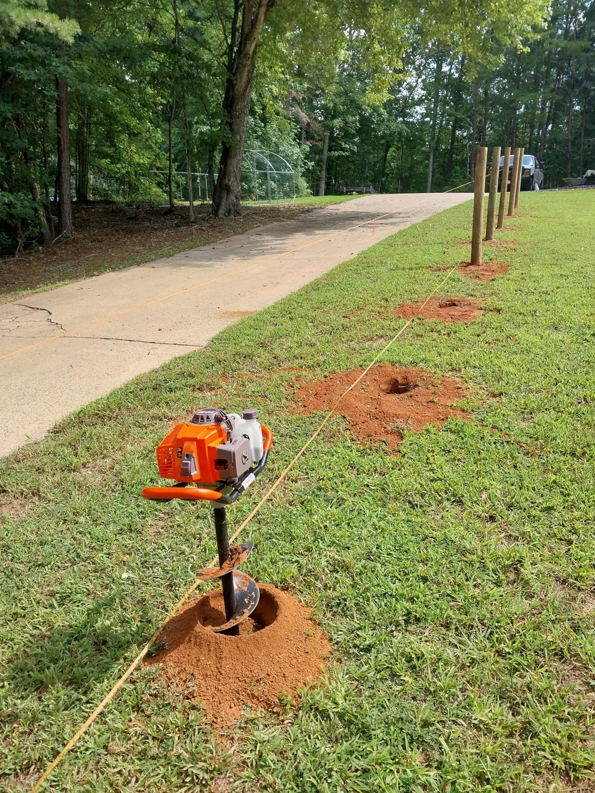 72CC Auger Post Hole Digger, 2 Stroke Gas Powered Earth Post Hole Digger with 3 Auger Drill Bits(4