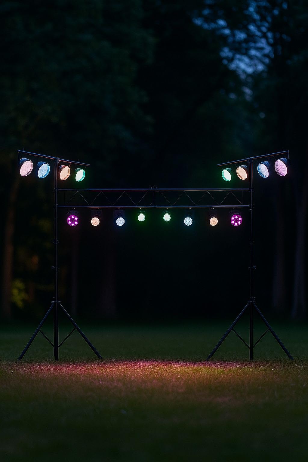 Goplus DJ Light Stand, 14FT Lighting Truss System with 32 Lights Hold 220LBS Capacity, 11-Level Adjustable Heights, T-Bar, Metal Stage Lighting Stand for Portable Audio Stage, Bar, Party, Bands customer photo 1