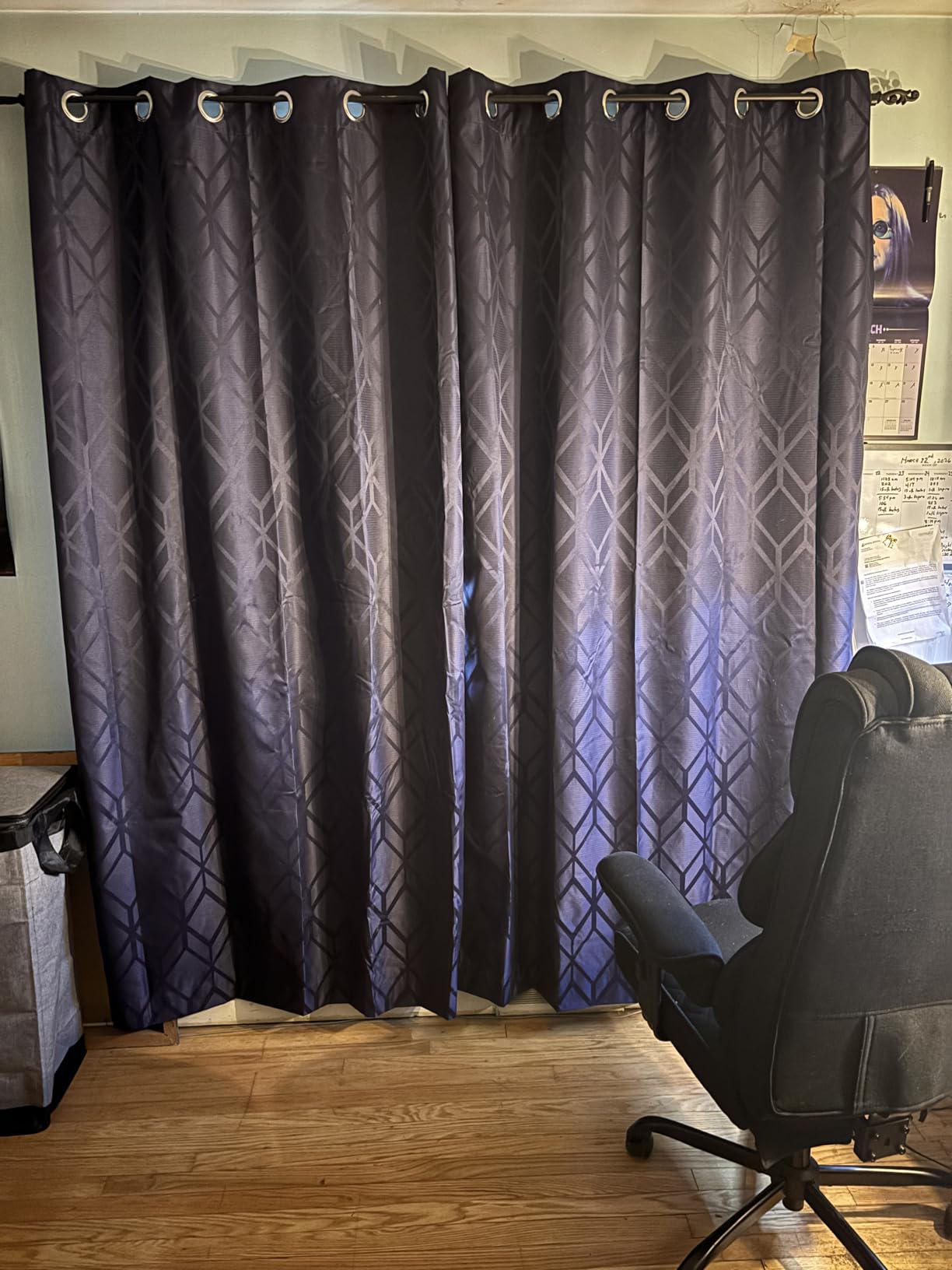 Amazon Basics Jacquard 2-Piece 100% Blackout Curtains, Living Room and Bedroom Drapes, Thermal Insulated Window Treatment, 52