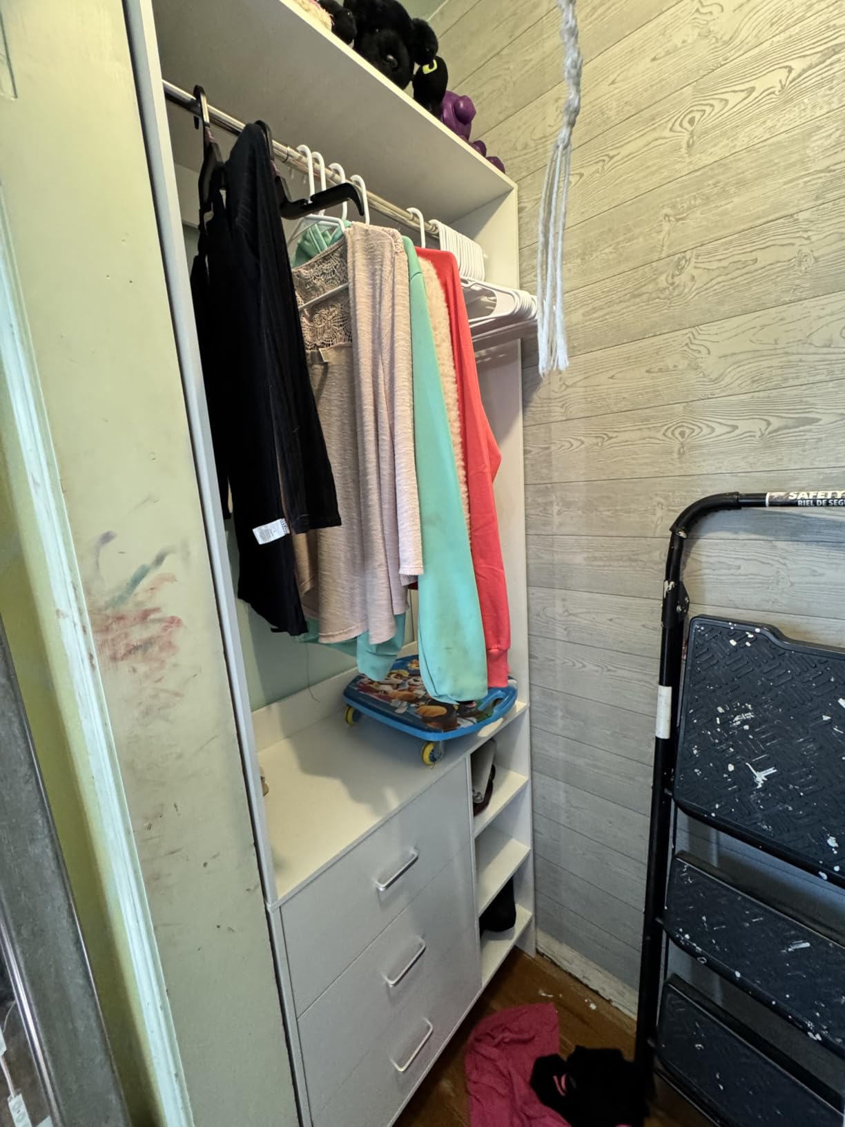 Aheaplus 2FT Closet System with 3 Drawers, 24'' Closet Organizer, Wood Closet Organizer System, Walk-in Closet or Small Closets Wardrobe, Clothes Rack with Hanging Rods, White customer photo 2