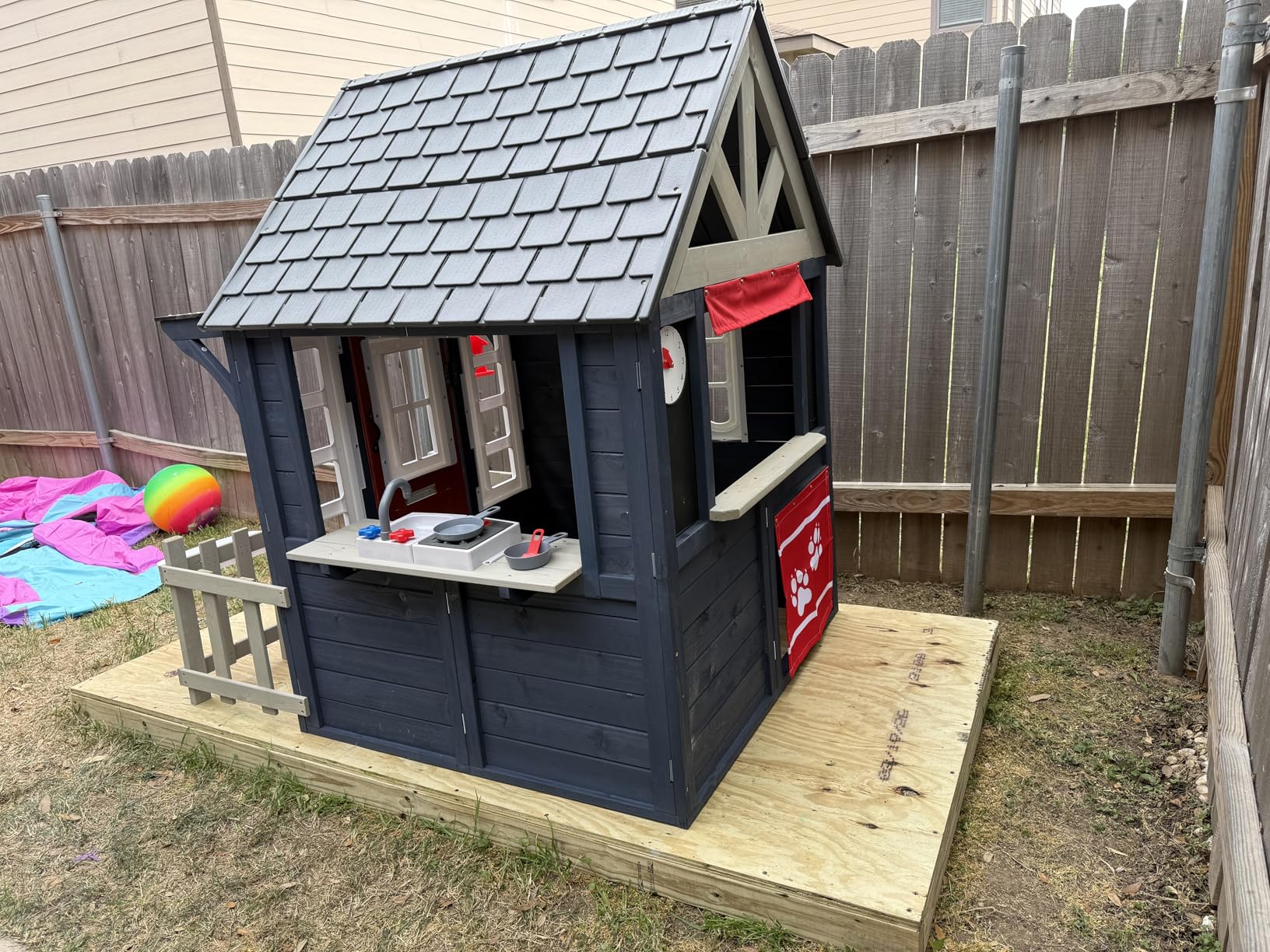 KidKraft Riverscape Wooden Playhouse with Working Doorbell, Fence, Kitchen and Pet Door customer photo 1