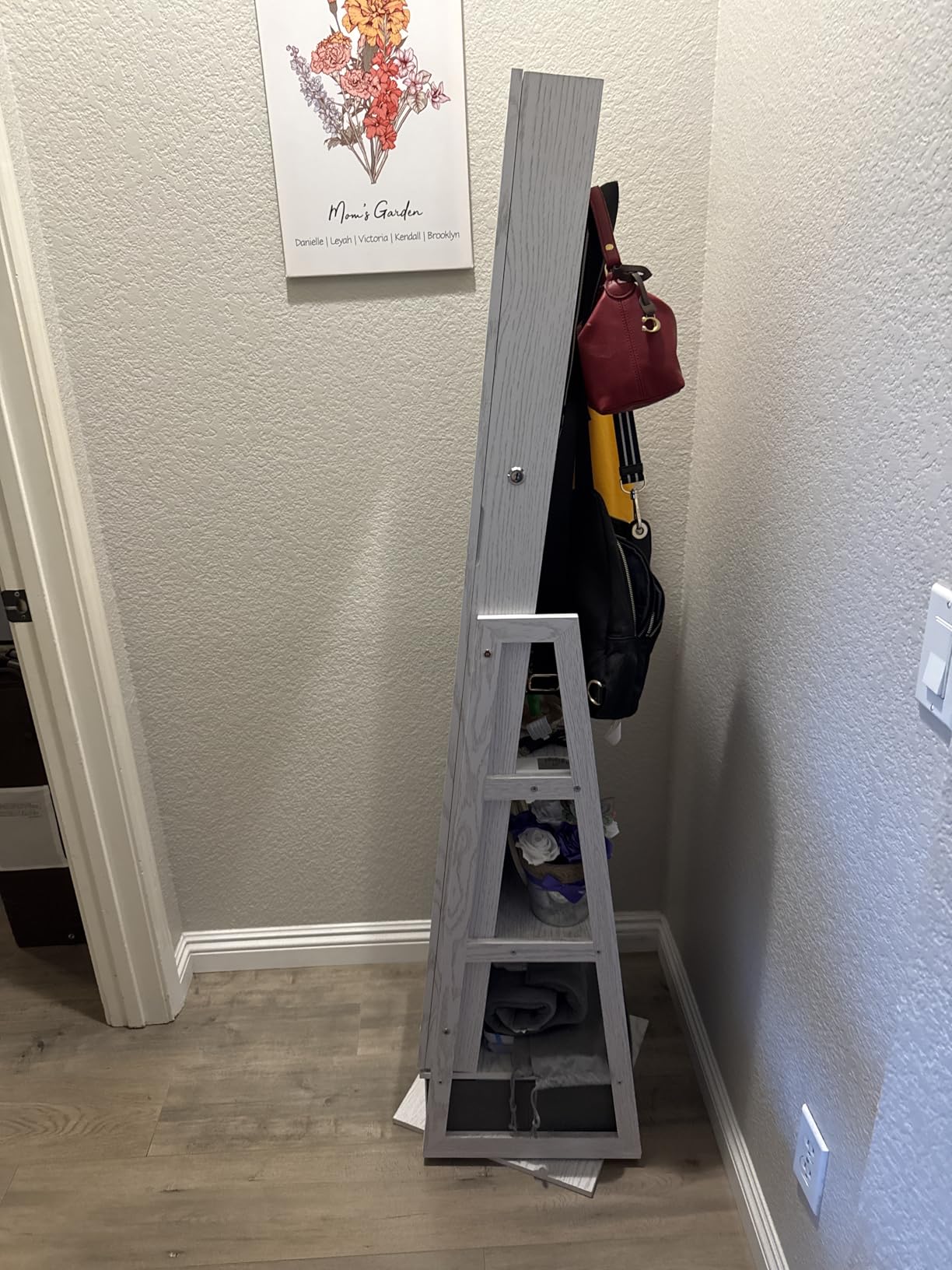 Nicetree 360° Swivel Jewelry Cabinet with Lights, Touch Screen Vanity Mirror, Rotatable Full Length Mirror with Jewelry Storage, Standing Jewelry Armoire Organizer, Foldable Makeup Shelf, Oak customer photo 2