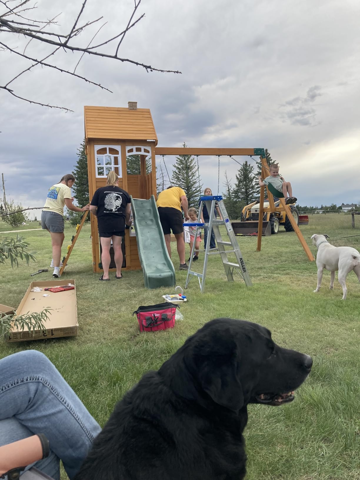 KidKraft Kennedy Springs Wooden Outdoor Swing Set with Slide and Rock Wall customer photo 1