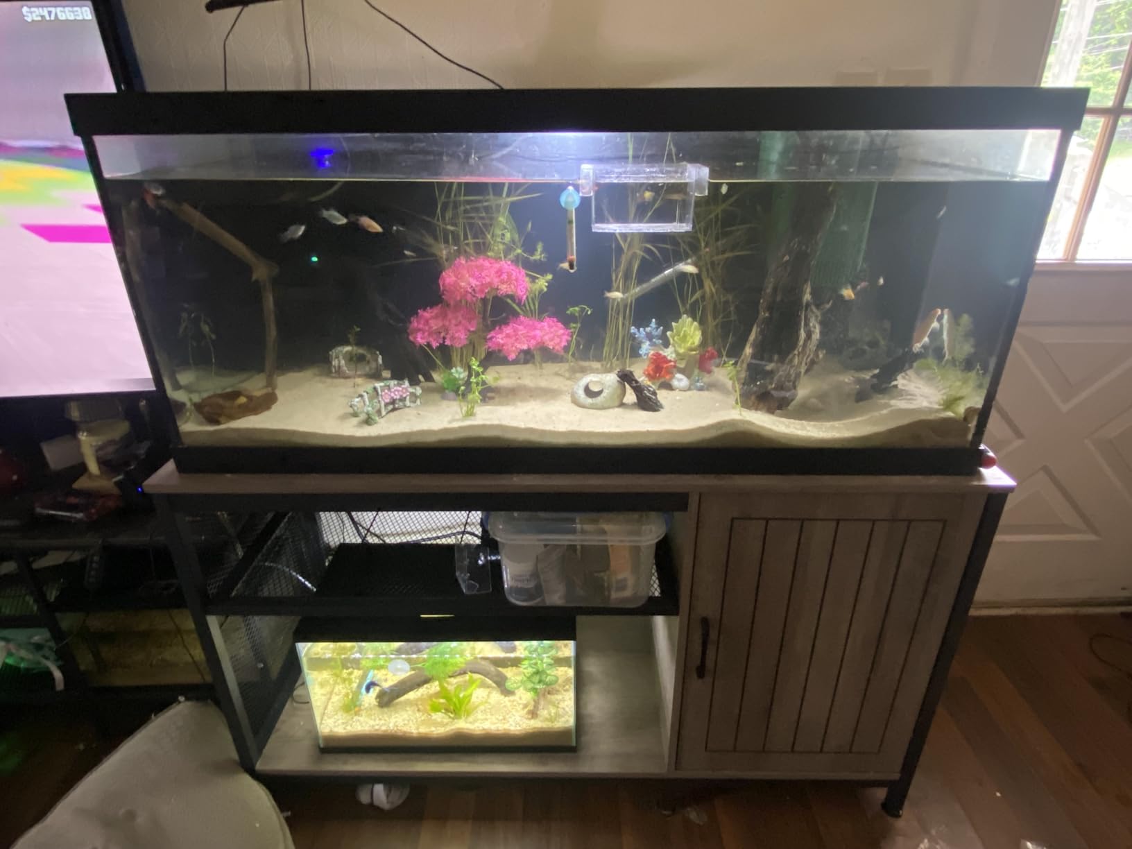 Tatub 55-90 Gallon Aquarium Stand with Power Outlets, Large Fish Tank Stand with Cabinet for Accessories Storage, Heavy Duty Metal Fish Tank Table Suitable for Turtle, Reptile, 1000LBS Capacity customer photo 1