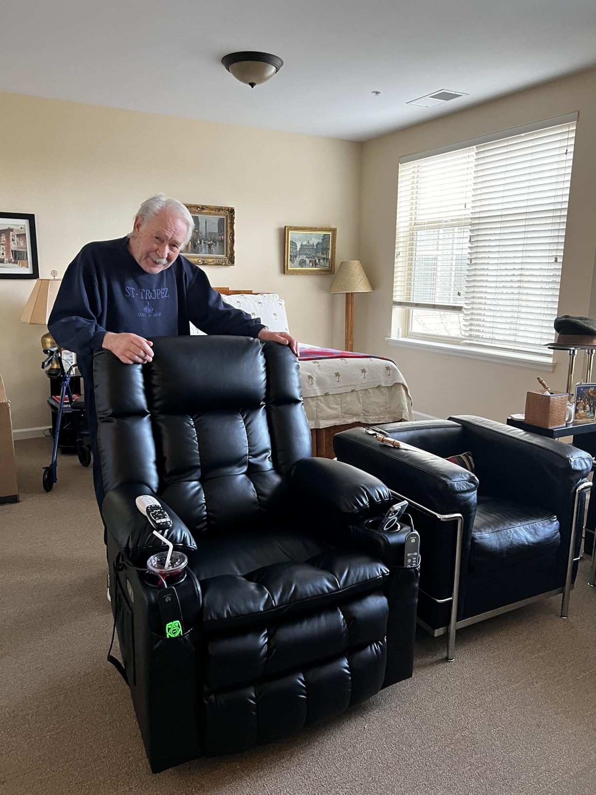 MCombo Dual Motor Large Power Lift Recliner Chair for Elderly, Lay Flat Lift Chair with Heat and Massage, Big Lift Recliner for Tall People, Faux Leather 7896 (Cream White, Large) customer photo 1
