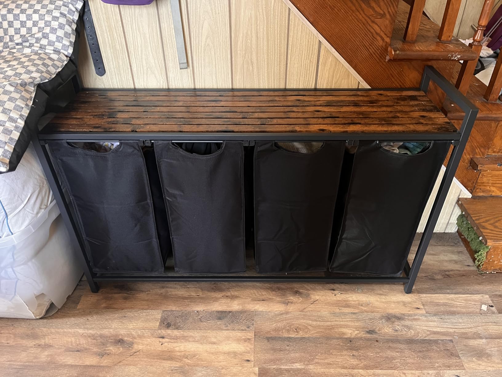 VASAGLE Laundry Hamper, Laundry Basket, Laundry Sorter with 5 Pull-Out and Removable Bags, Shelf, Metal Frame, 5 x 10.6 Gallons customer photo 1