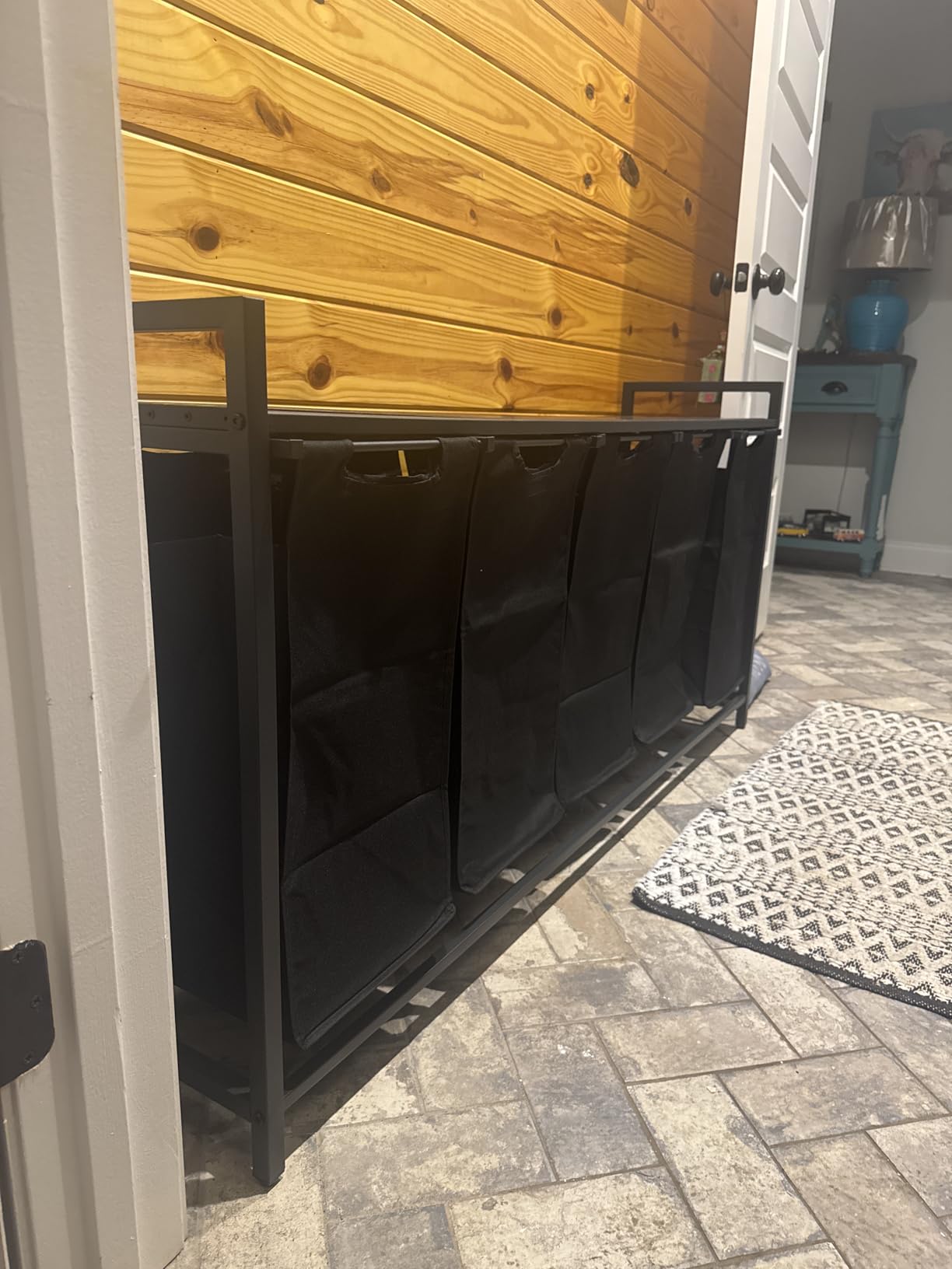 VASAGLE Laundry Hamper, Laundry Basket, Laundry Sorter with 5 Pull-Out and Removable Bags, Shelf, Metal Frame, 5 x 10.6 Gallons customer photo 2