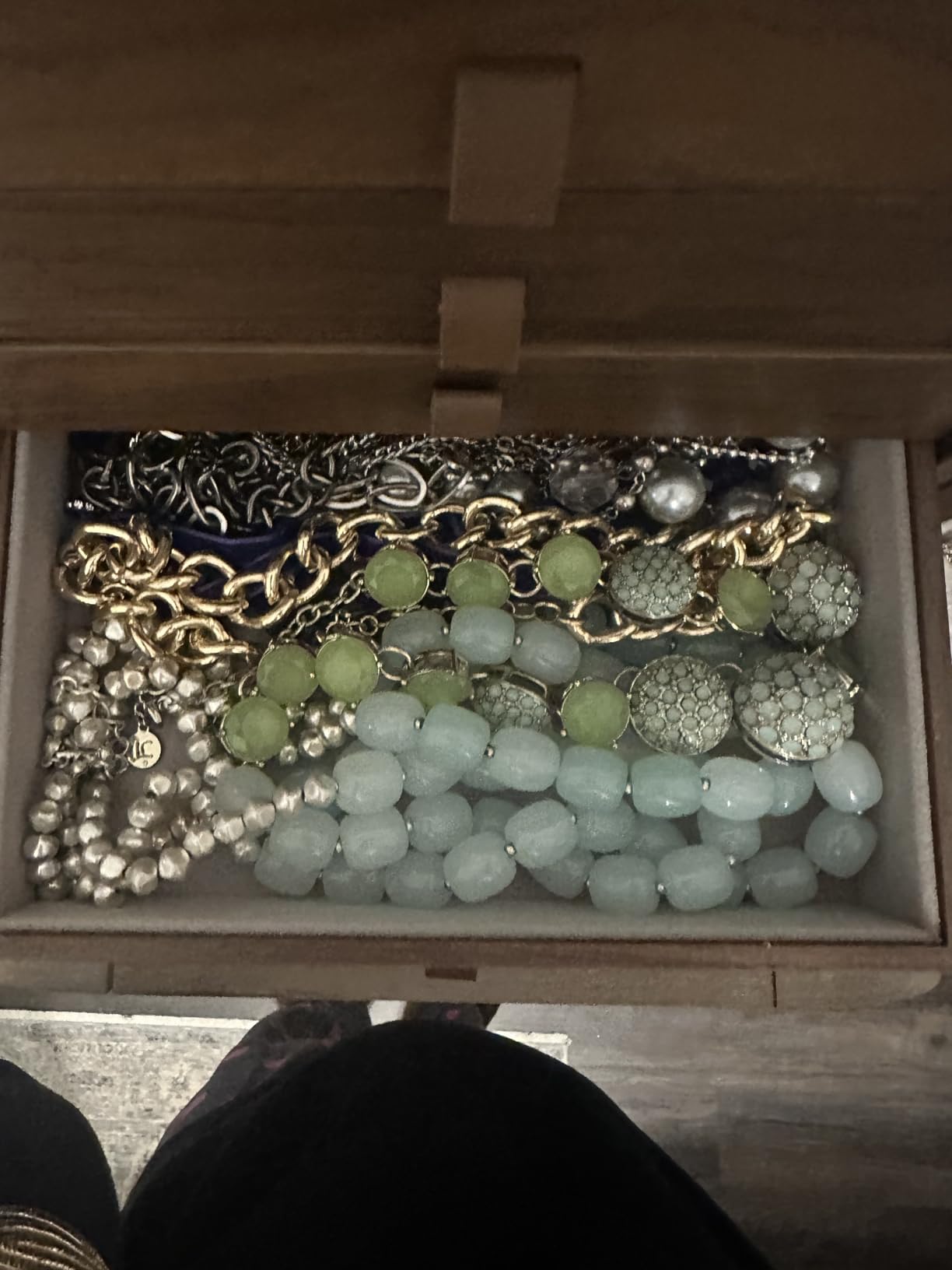 Wenseny Double Door Jewelry Box - Black Walnut Wood, Velvet Lining, Gold Handle, Magnetic Closure, Handmade Storage for Rings & Necklaces | 5-Layer customer photo 1