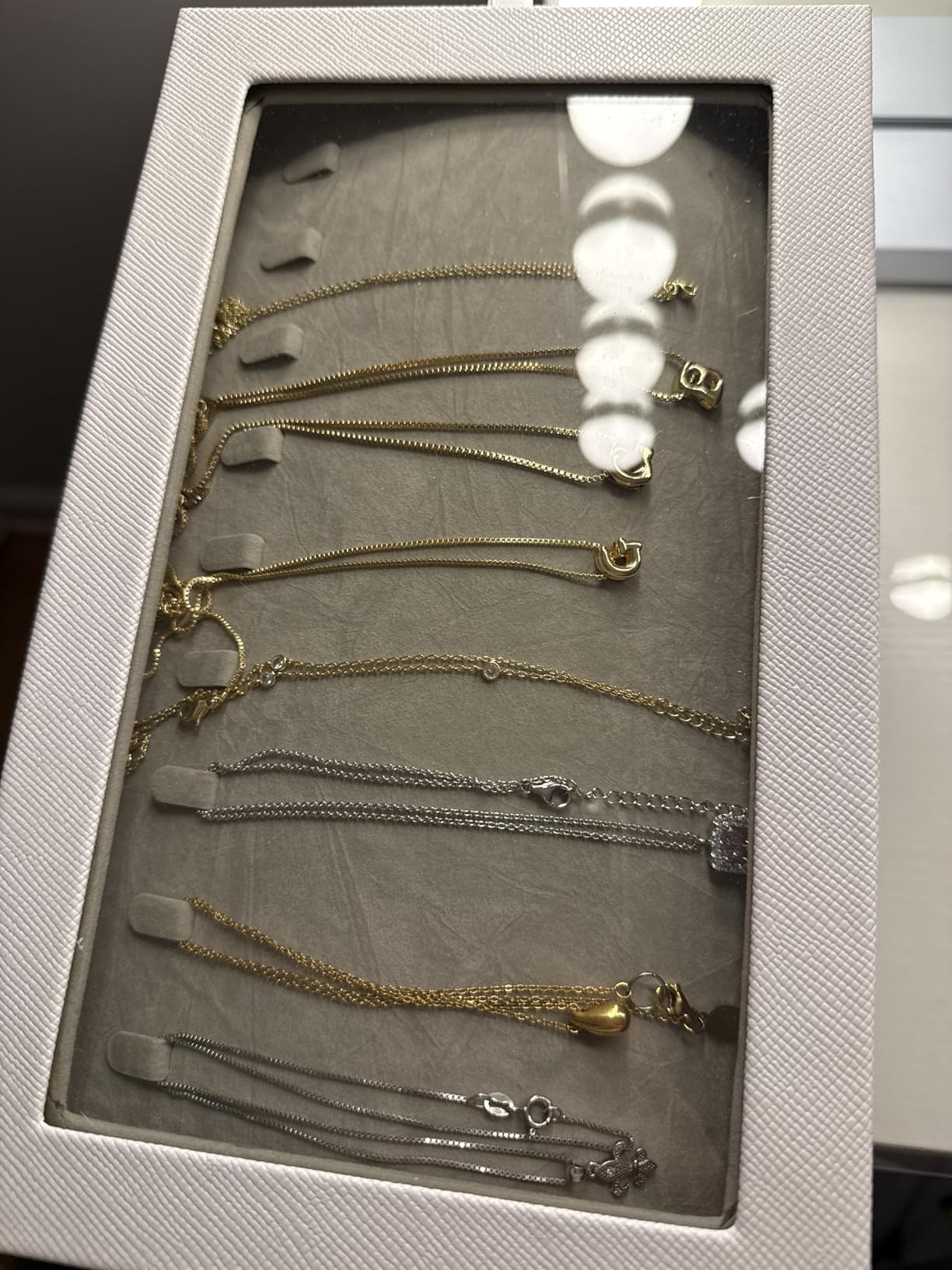 GLOBAL KA 4-Layer Stackable Jewelry Organizer Trays with Tempered Glass Lid, Black PU Leather Jewelry Drawer Inserts Display Case, Large Anti-Tarnish Storage Box for Earring Necklace Ring Sunglasses customer photo 2