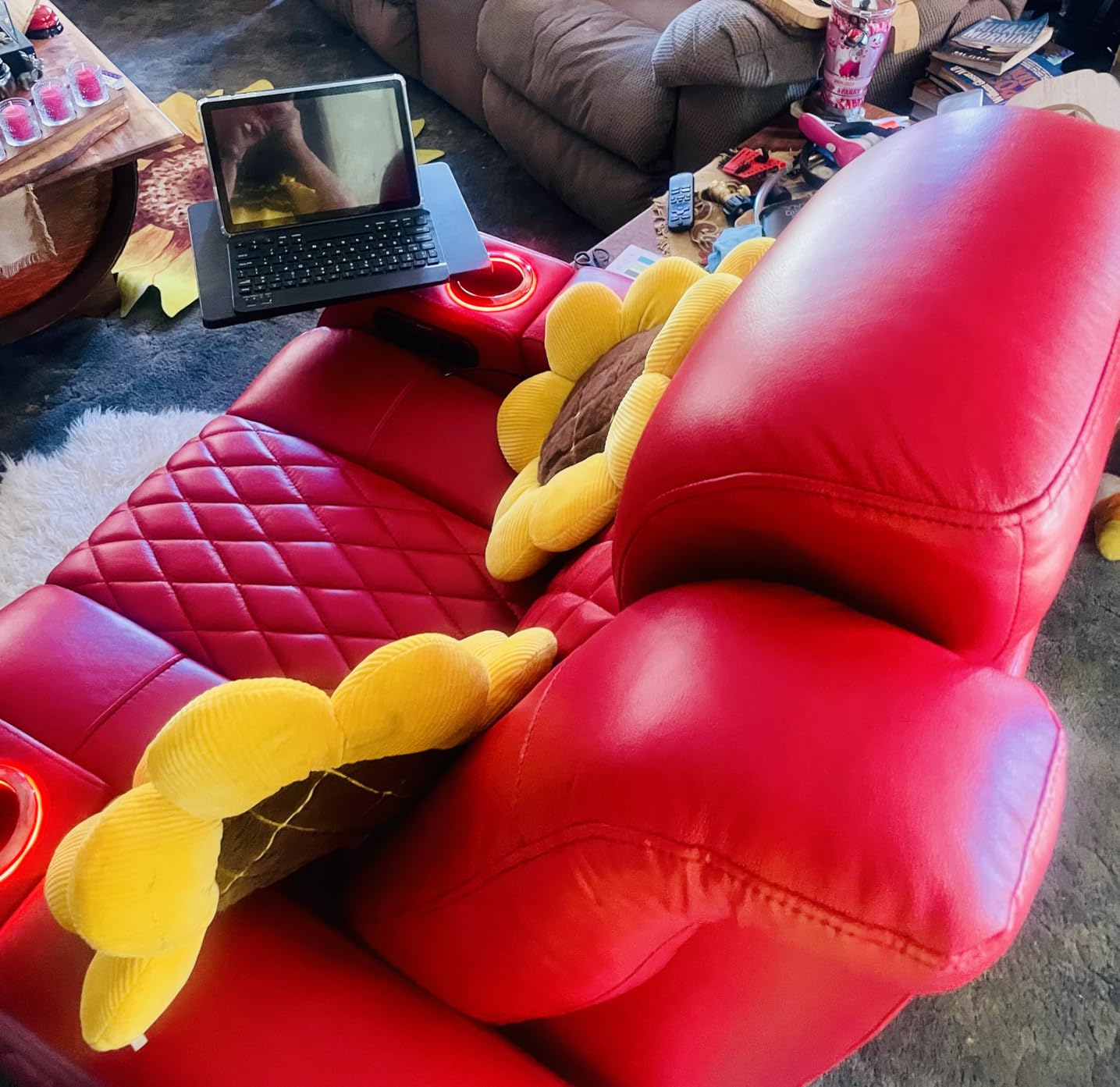 Seatcraft Diamante Zero-Gravity CoolZero Italian Leather Home Theater Seating, Power Headrest, Power Recline, Single Recliner, Gray customer photo 1