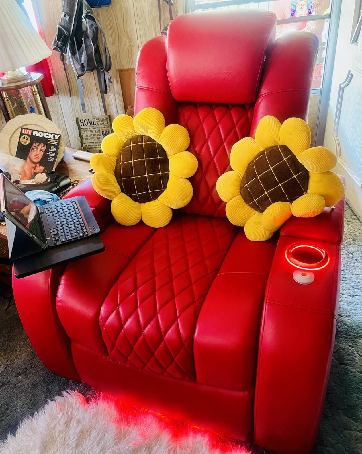 Seatcraft Diamante Zero-Gravity CoolZero Italian Leather Home Theater Seating, Power Headrest, Power Recline, Single Recliner, Gray customer photo 2