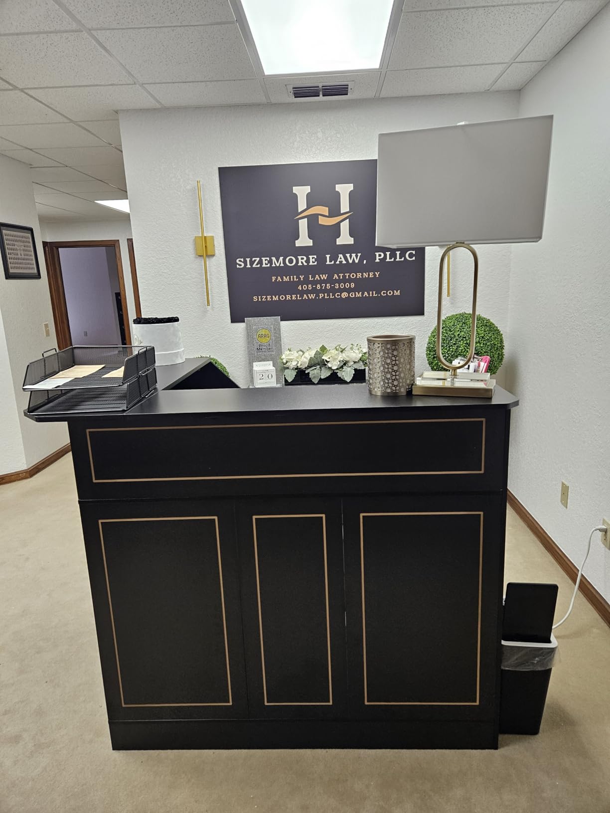 Tribesigns Reception Desk with Storage Shelves, L-Shaped Modern Front Desk, Reception Counter Table for Small Office, Salon, Checkout Office, Black customer photo 2