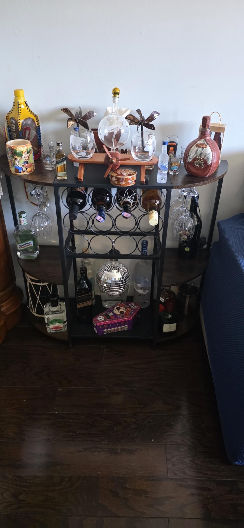 JKsmart Wine Bar Cabinet with LED Lights, Mini Wine Rack with Storage and Glass Holder, Home Bar Cart for Liquor customer photo 2