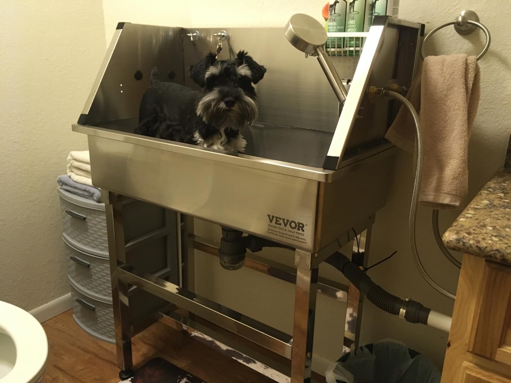 VEVOR Stainless Steel Dog Washing Station, Professional 50 inch Pet Grooming Tub w/Stairs, PE Water Filter Board, Faucet & Showerhead & Soap Holder Bathtub for Large & Medium & Small Pets (Left Door) customer photo 2
