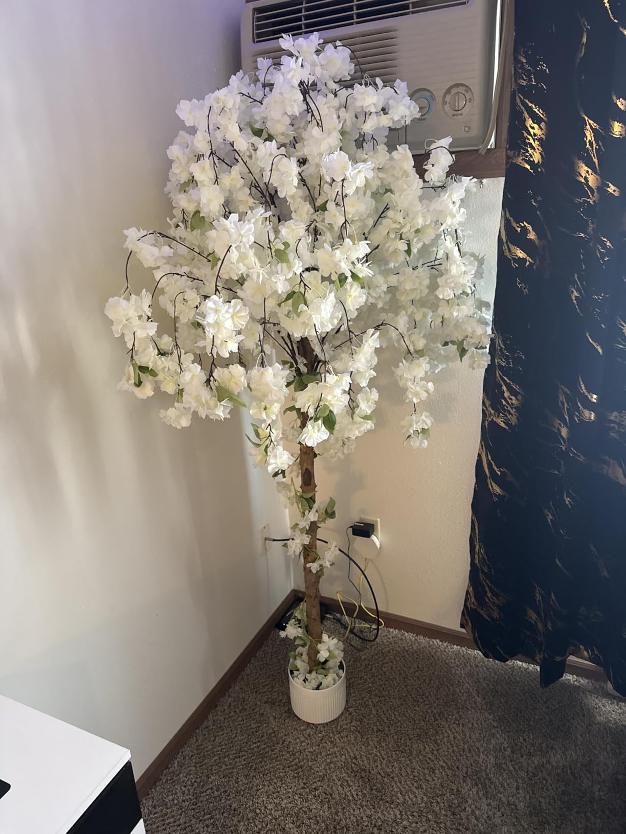 Artificial Cherry Blossom Tree, 6FT Height with 100 LED Lights, Faux Silk Plant in Pot for Home, Office, Wedding, Garden, Party, and Hotel Decorations (White, 6FT) customer photo 2