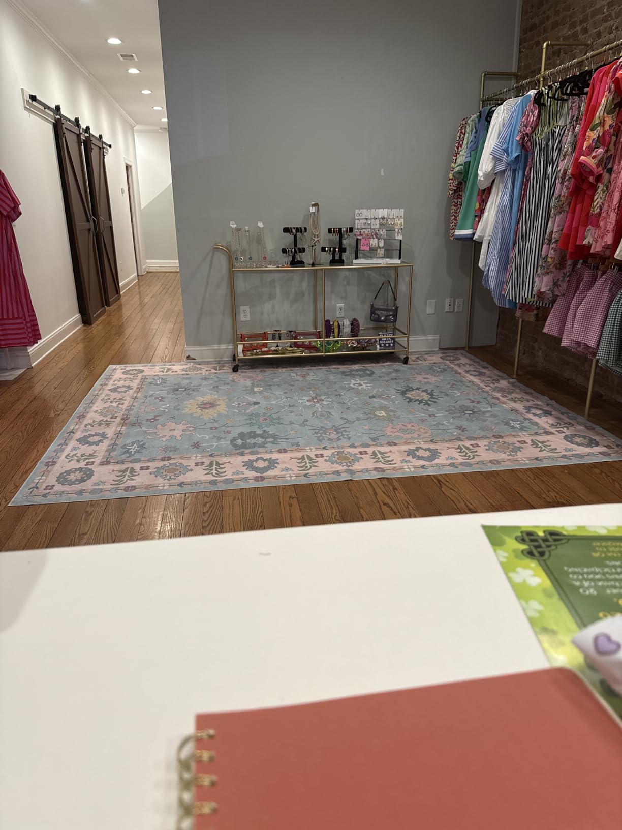 LIVEBOX Washable Oushak Rug for Living Room, Non Slip Boho 5 x 7 Area Rug for Bedroom, Soft Turkish Rugs Vintage Mat, Large Floral Dining Room Rugs Indoor Carpet for Kids Nursery Room, Blue customer photo 1