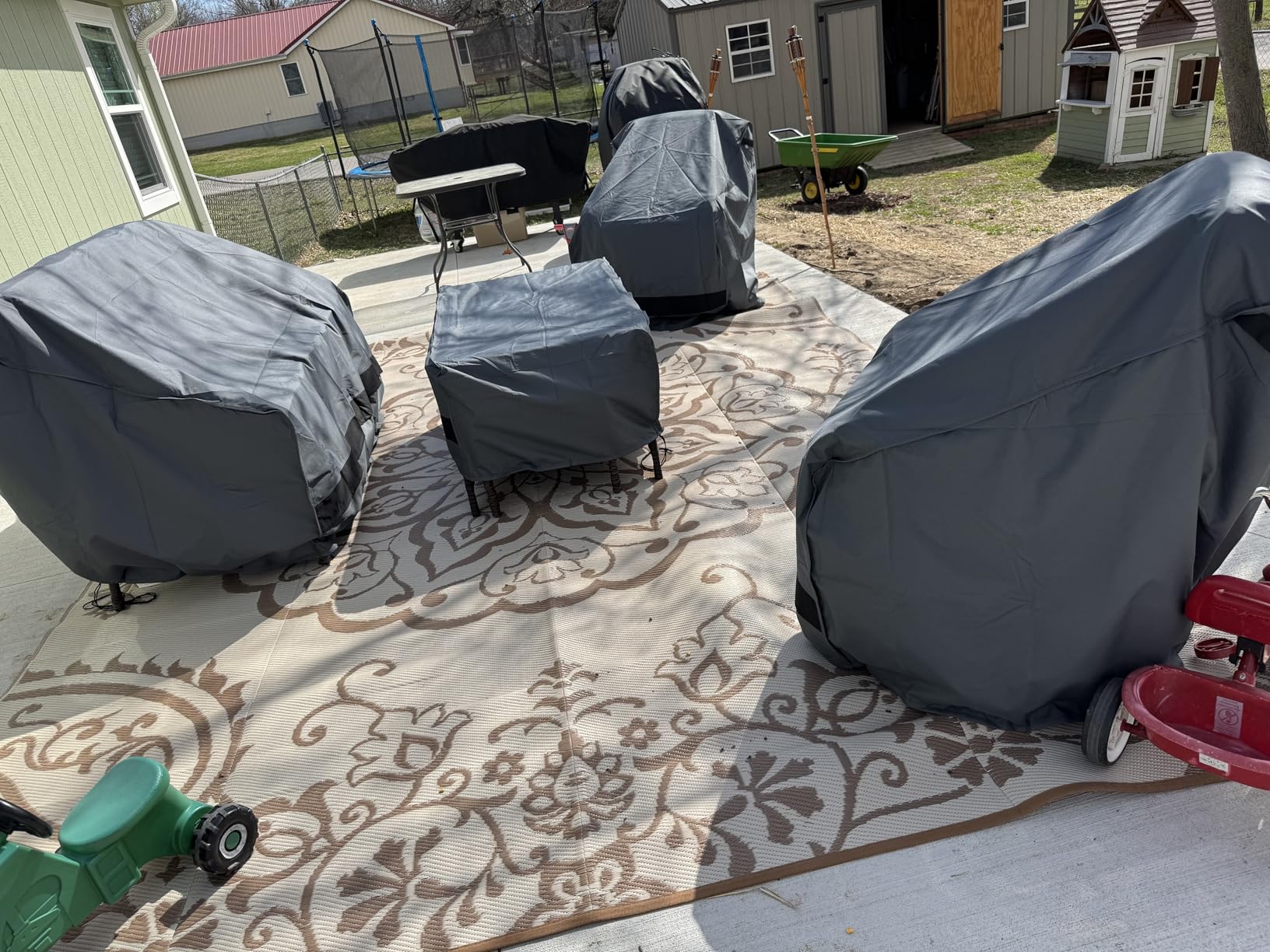 loriano Patio Furniture Cover Set, 4 Piece Outdoor Furniture Cover Waterproof, 600D Heavy Duty Lawn Patio Set Covers (Large) customer photo 1